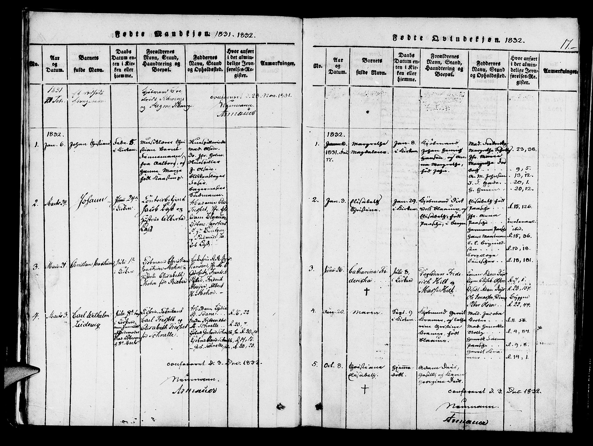 Mariakirken Sokneprestembete, SAB/A-76901/H/Haa/L0005: Parish register (official) no. A 5, 1815-1845, p. 17