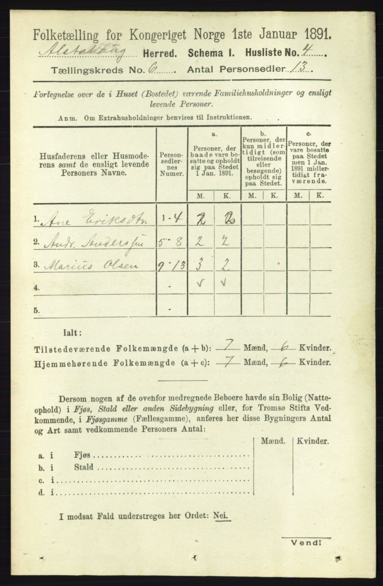 RA, 1891 census for 1820 Alstahaug, 1891, p. 2048