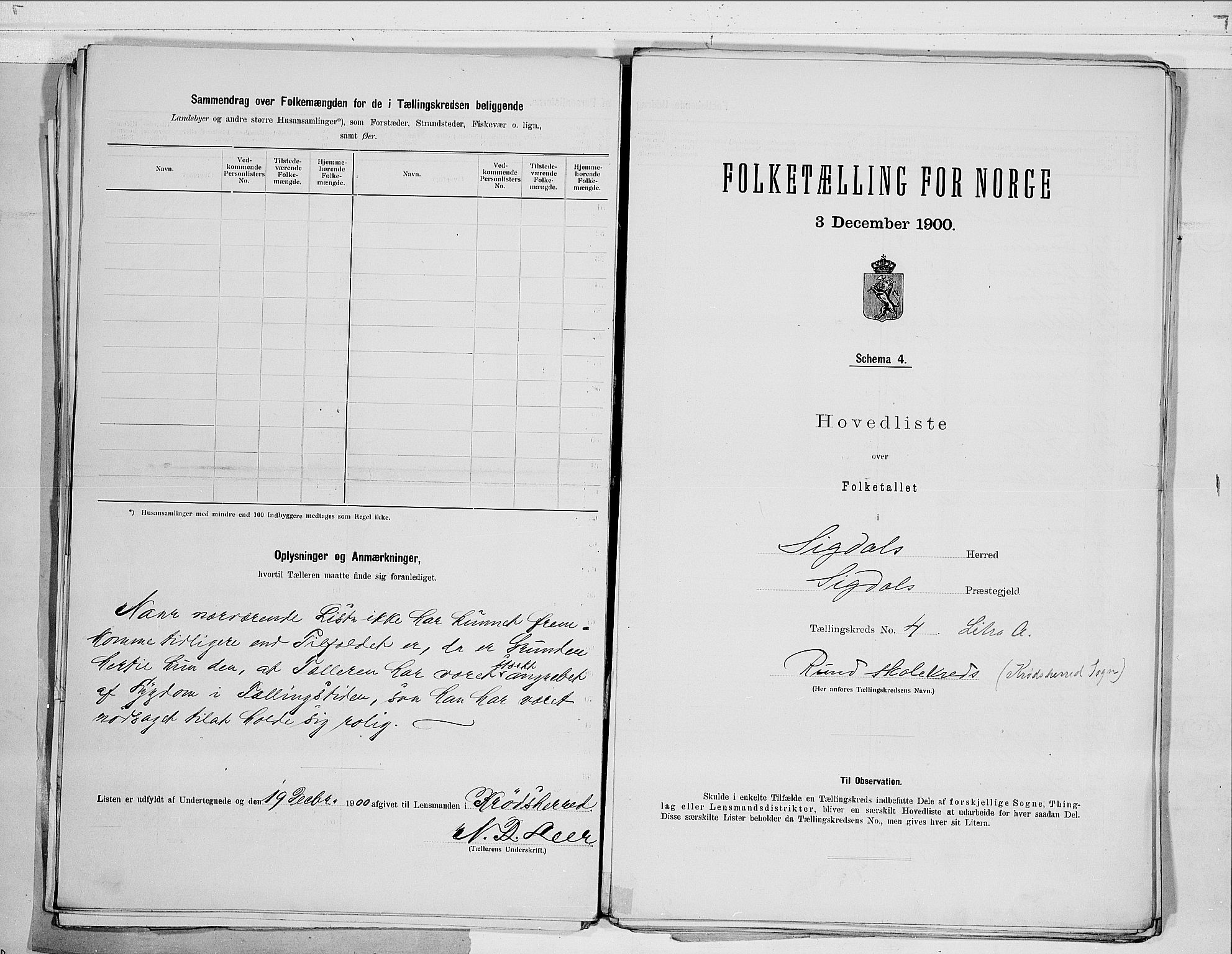 RA, 1900 census for Sigdal, 1900, p. 16