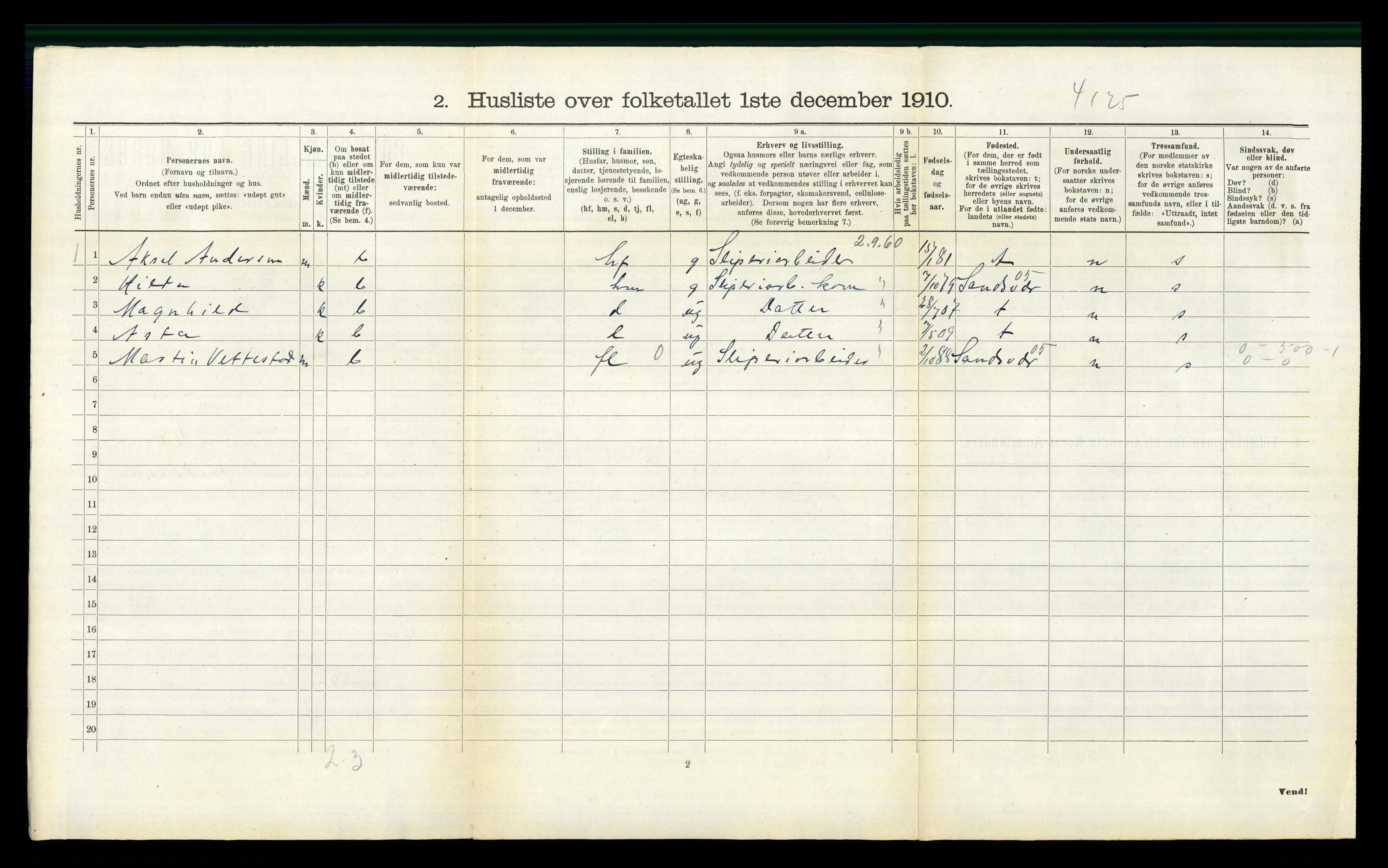 RA, 1910 census for Øvre Eiker, 1910, p. 1952