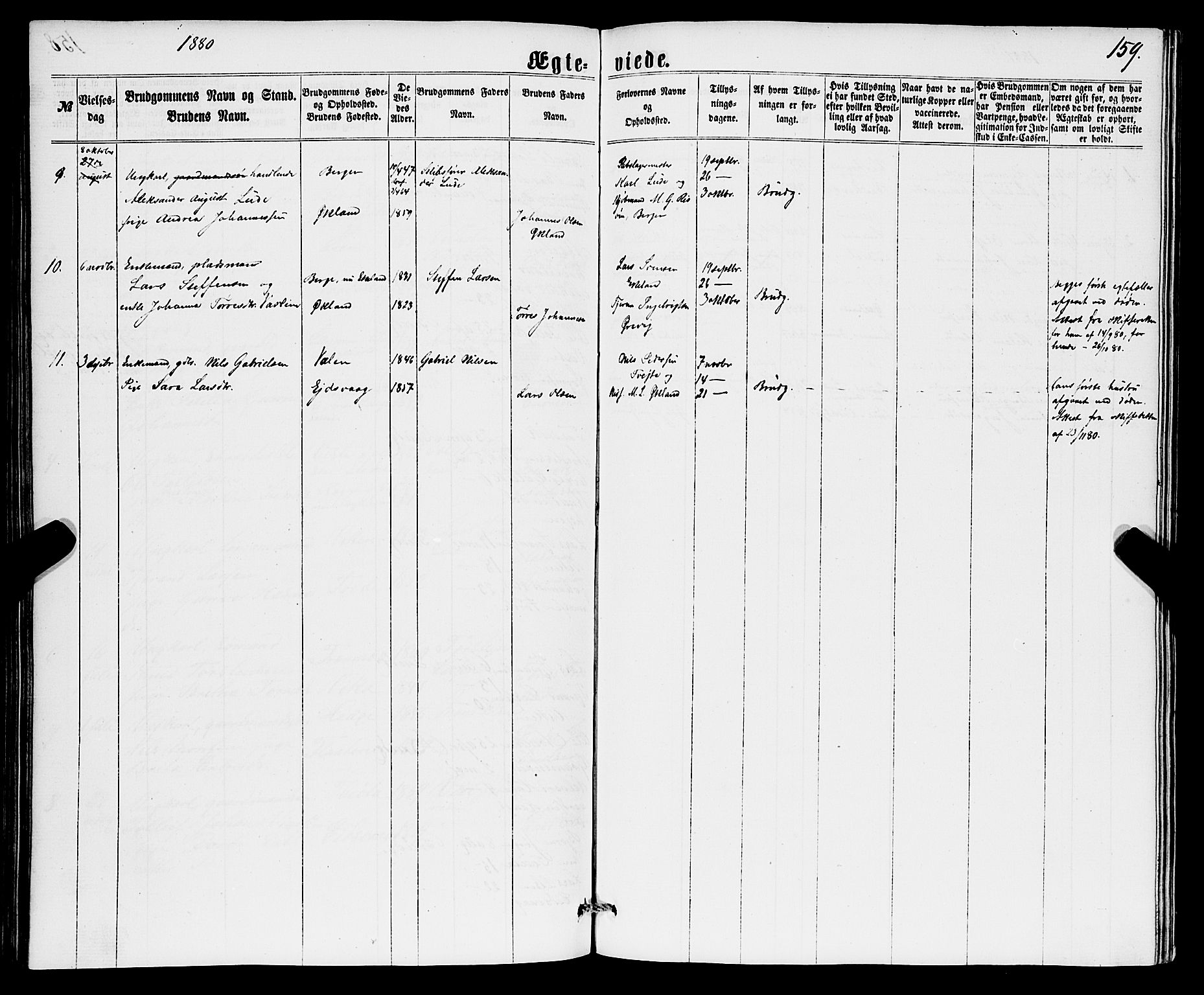 Sveio Sokneprestembete, SAB/A-78501/H/Hab: Parish register (copy) no. B 1, 1864-1886, p. 159