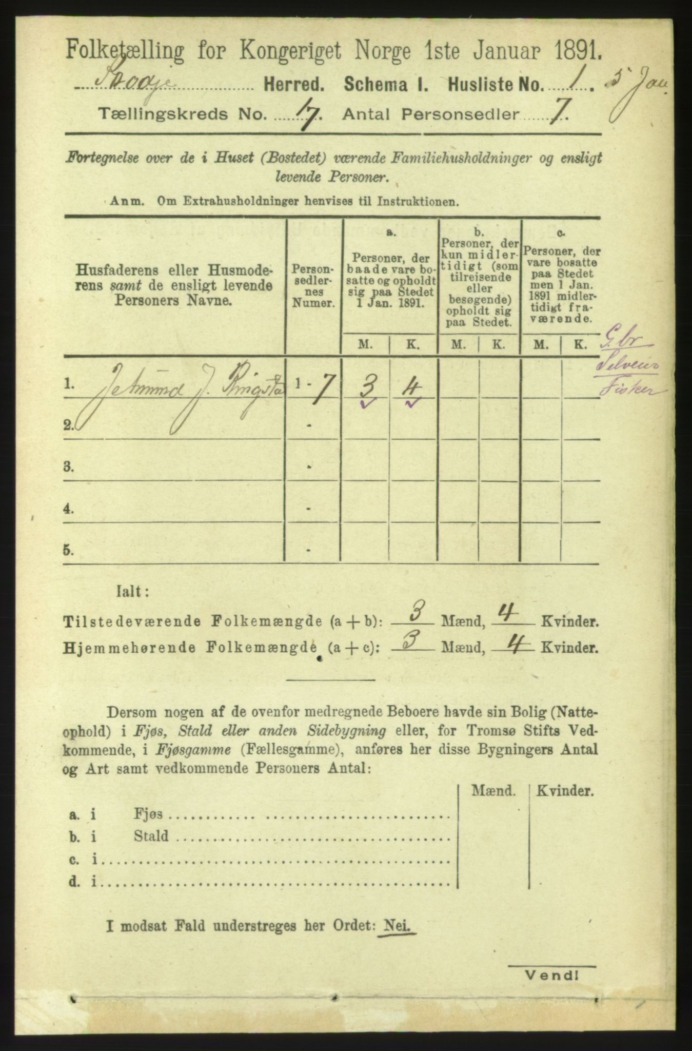 RA, 1891 census for 1529 Skodje, 1891, p. 3491