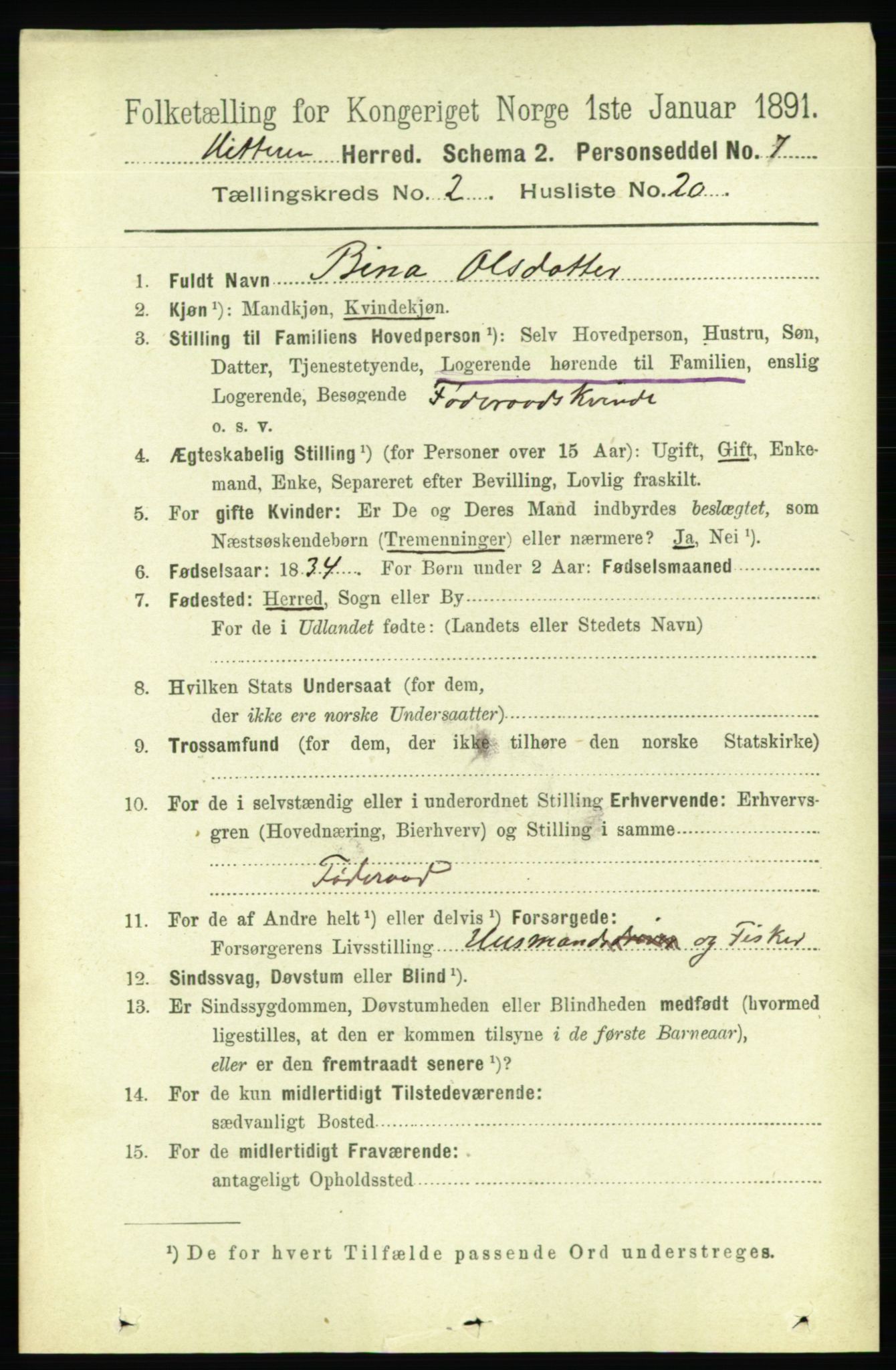 RA, 1891 census for 1617 Hitra, 1891, p. 346