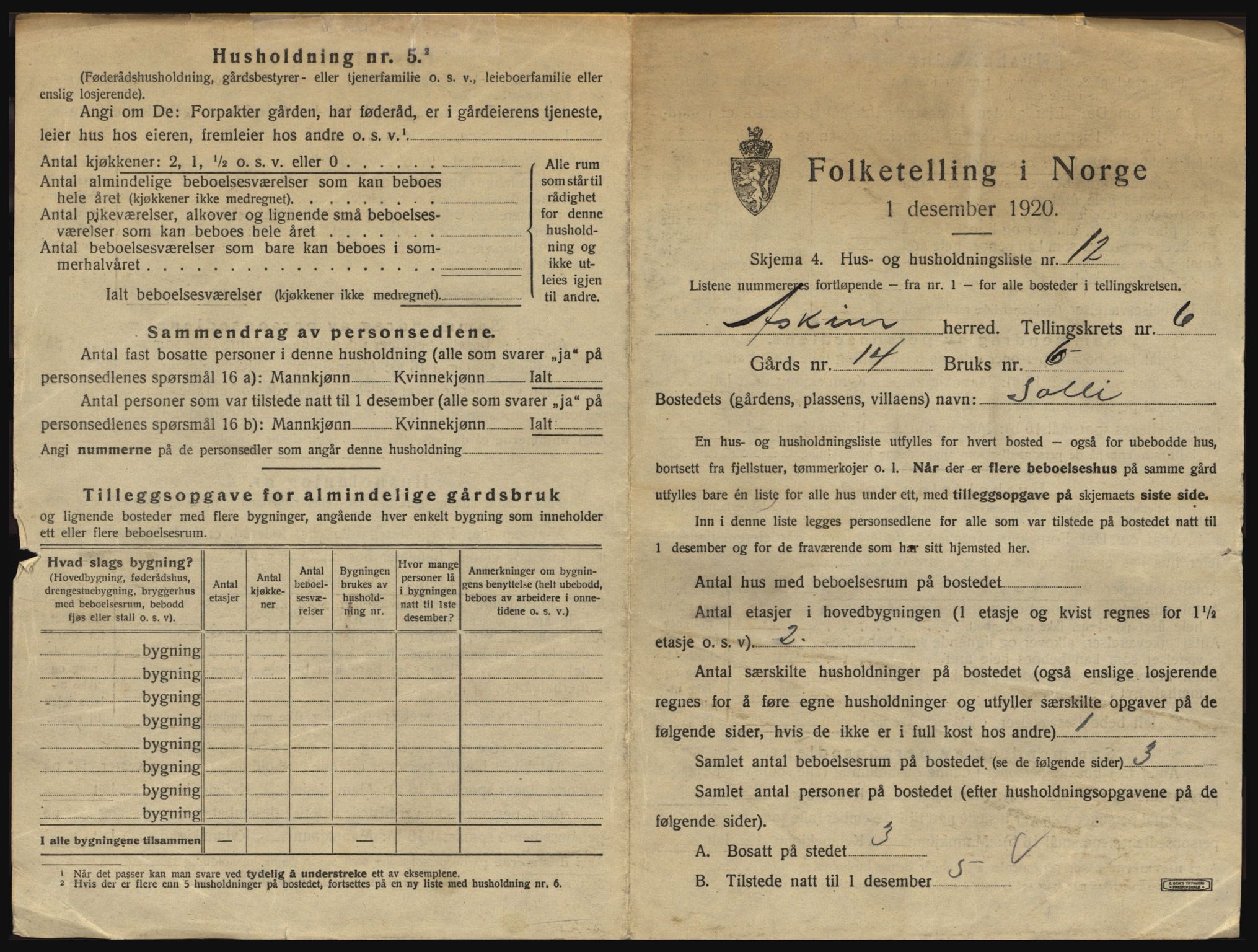 SAO, 1920 census for Askim, 1920, p. 1405