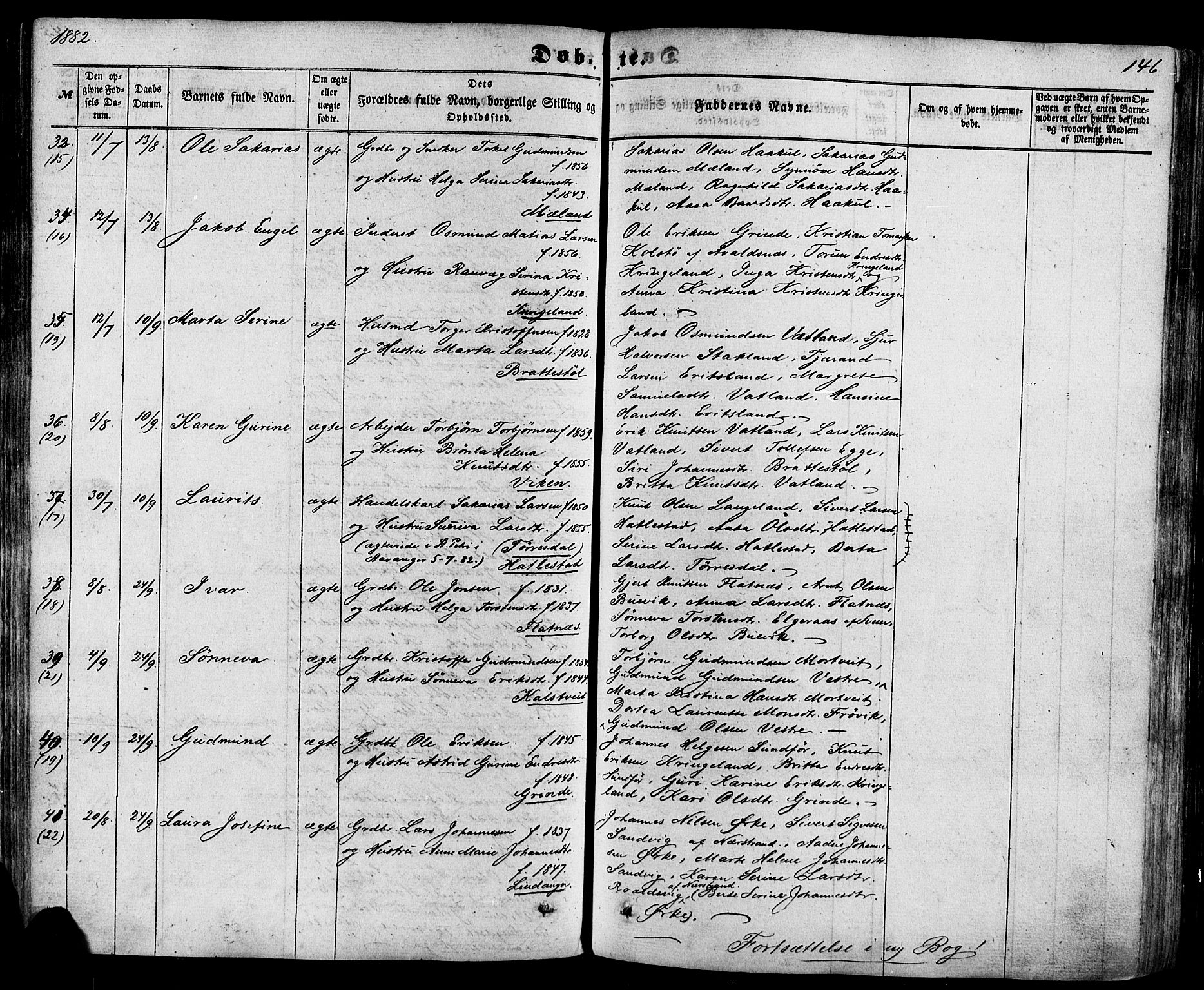 Skjold sokneprestkontor, AV/SAST-A-101847/H/Ha/Haa/L0008: Parish register (official) no. A 8, 1856-1882, p. 146