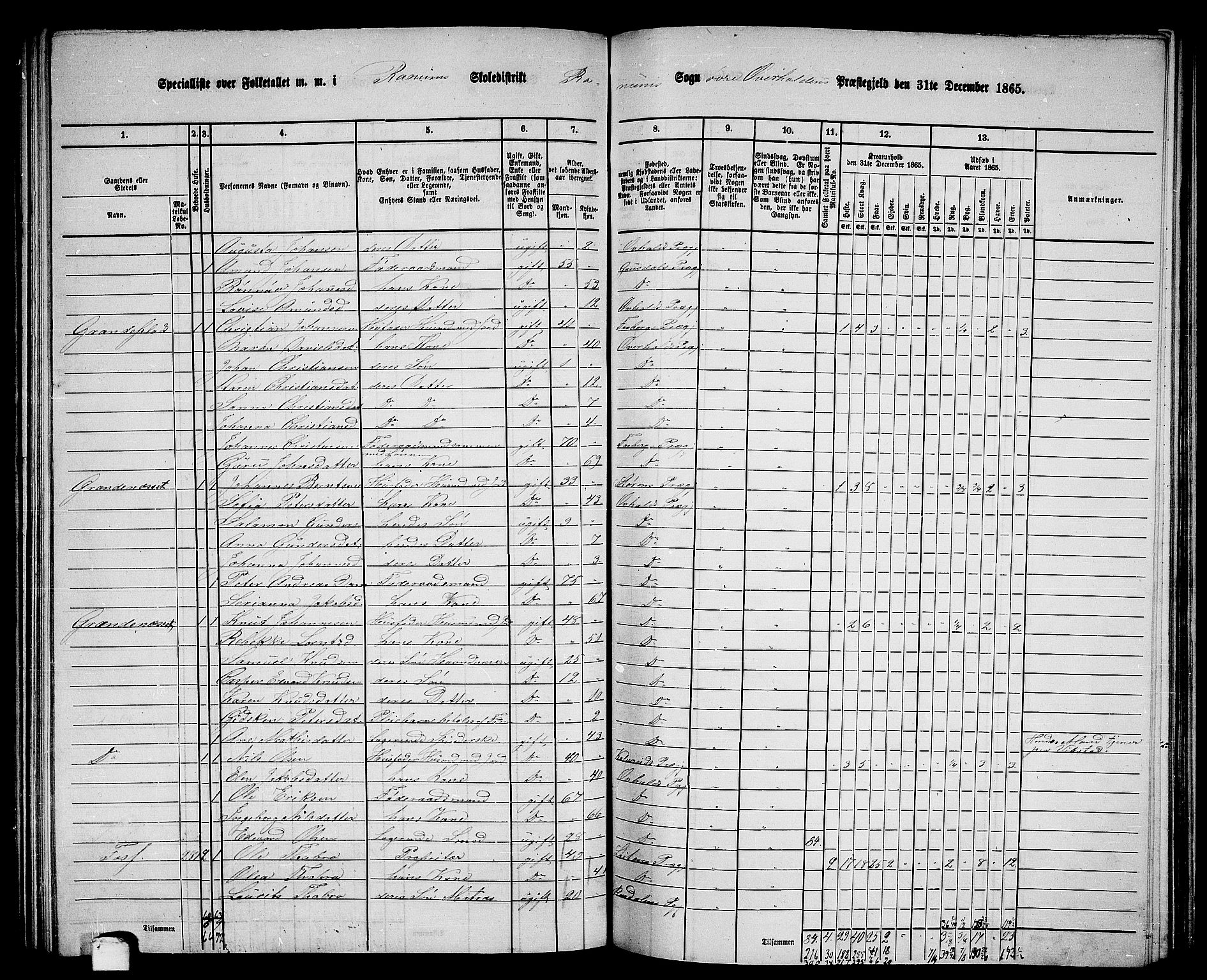 RA, 1865 census for Overhalla, 1865, p. 42