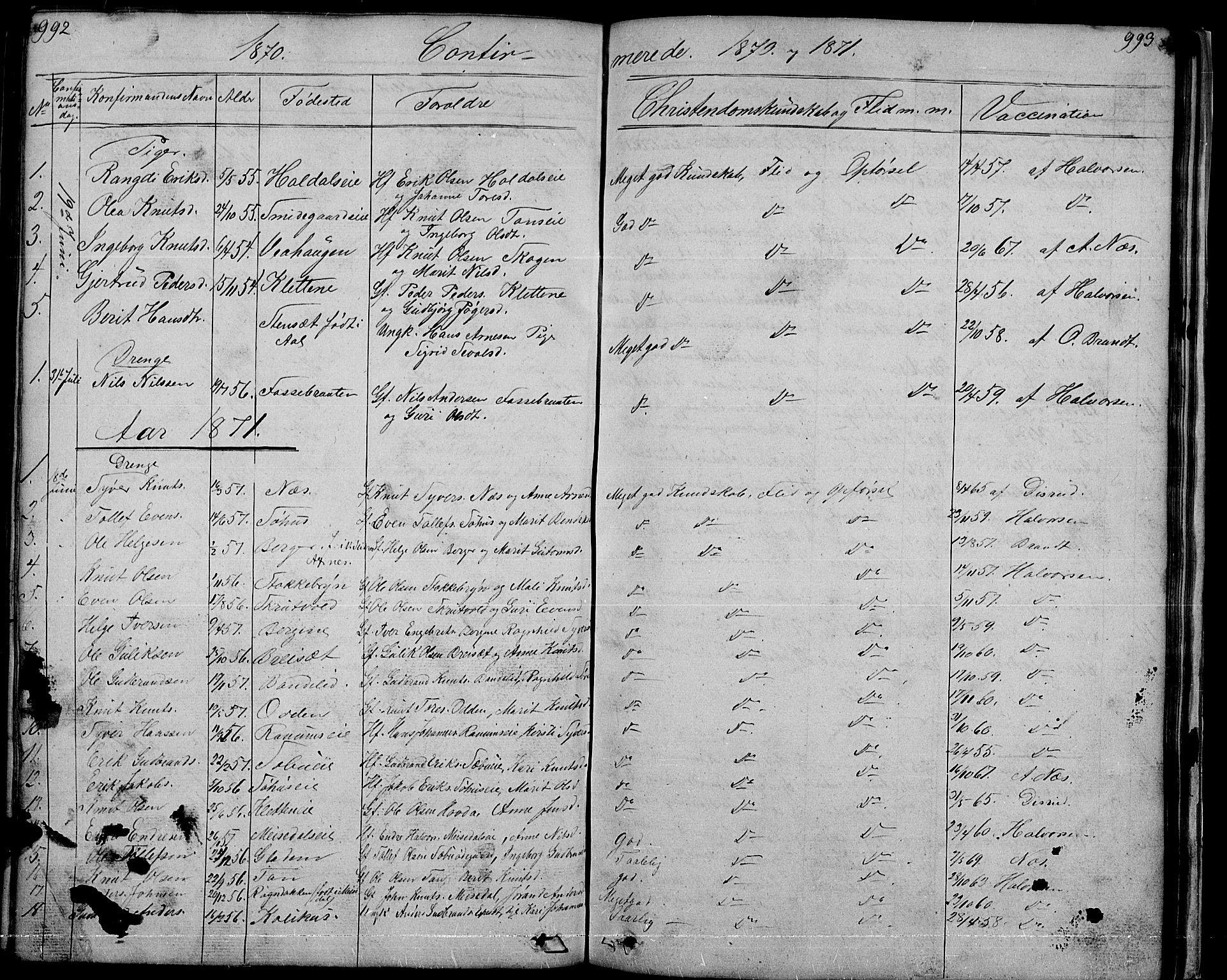 Nord-Aurdal prestekontor, SAH/PREST-132/H/Ha/Hab/L0001: Parish register (copy) no. 1, 1834-1887, p. 992-993