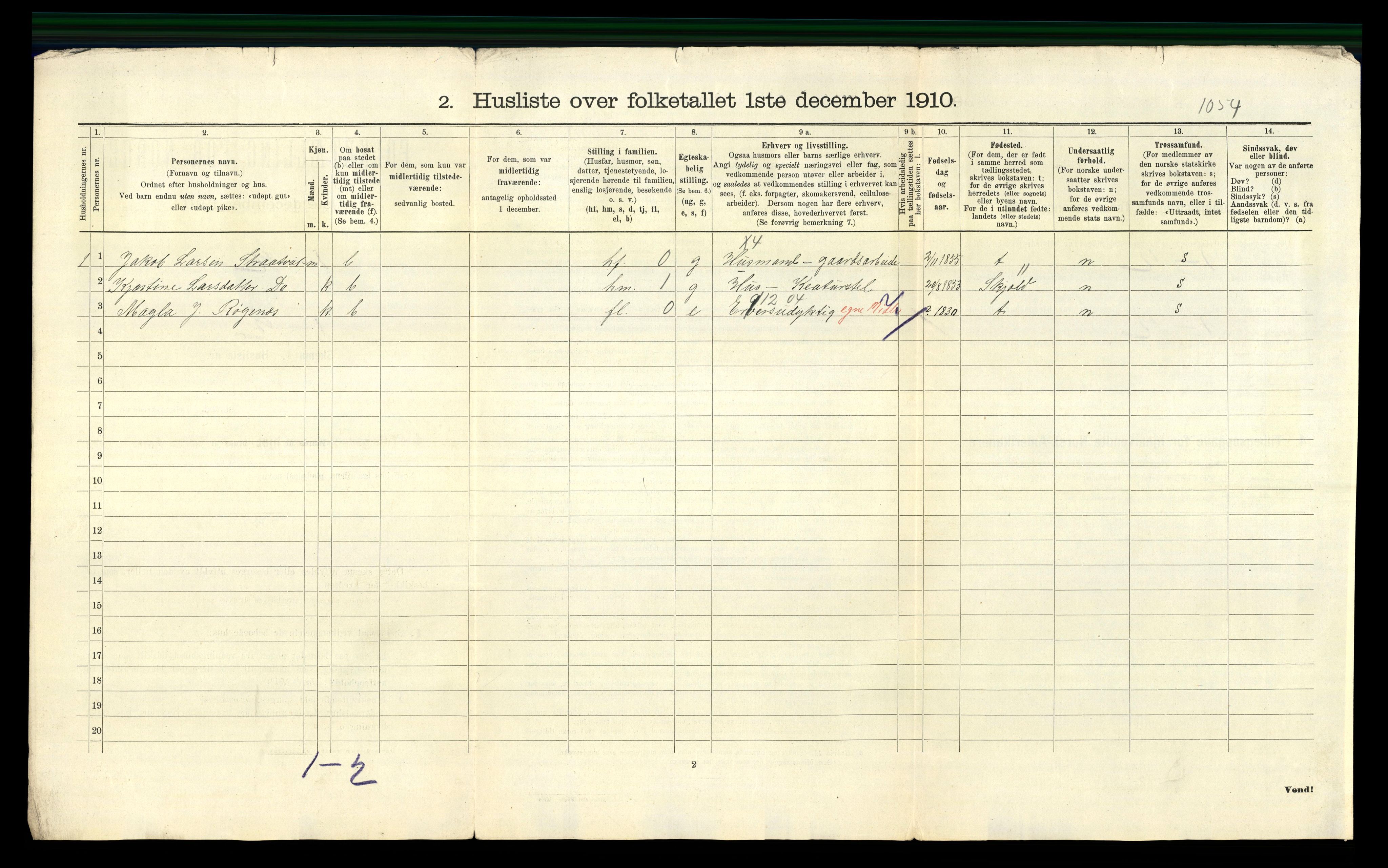 RA, 1910 census for Vats, 1910, p. 31