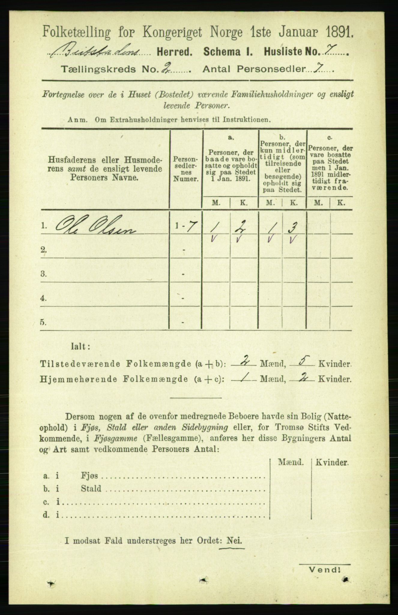 RA, 1891 census for 1727 Beitstad, 1891, p. 323