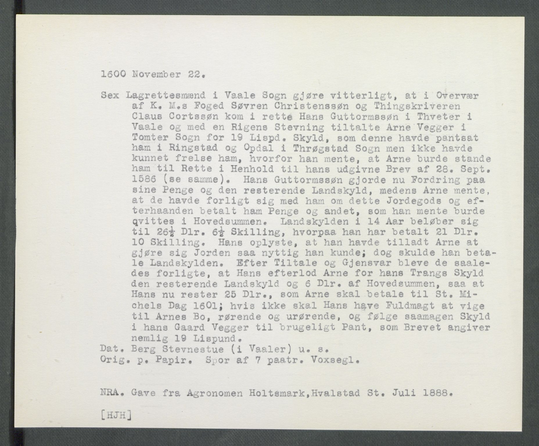Riksarkivets diplomsamling, AV/RA-EA-5965/F02/L0109: Dokumenter, 1600, p. 90