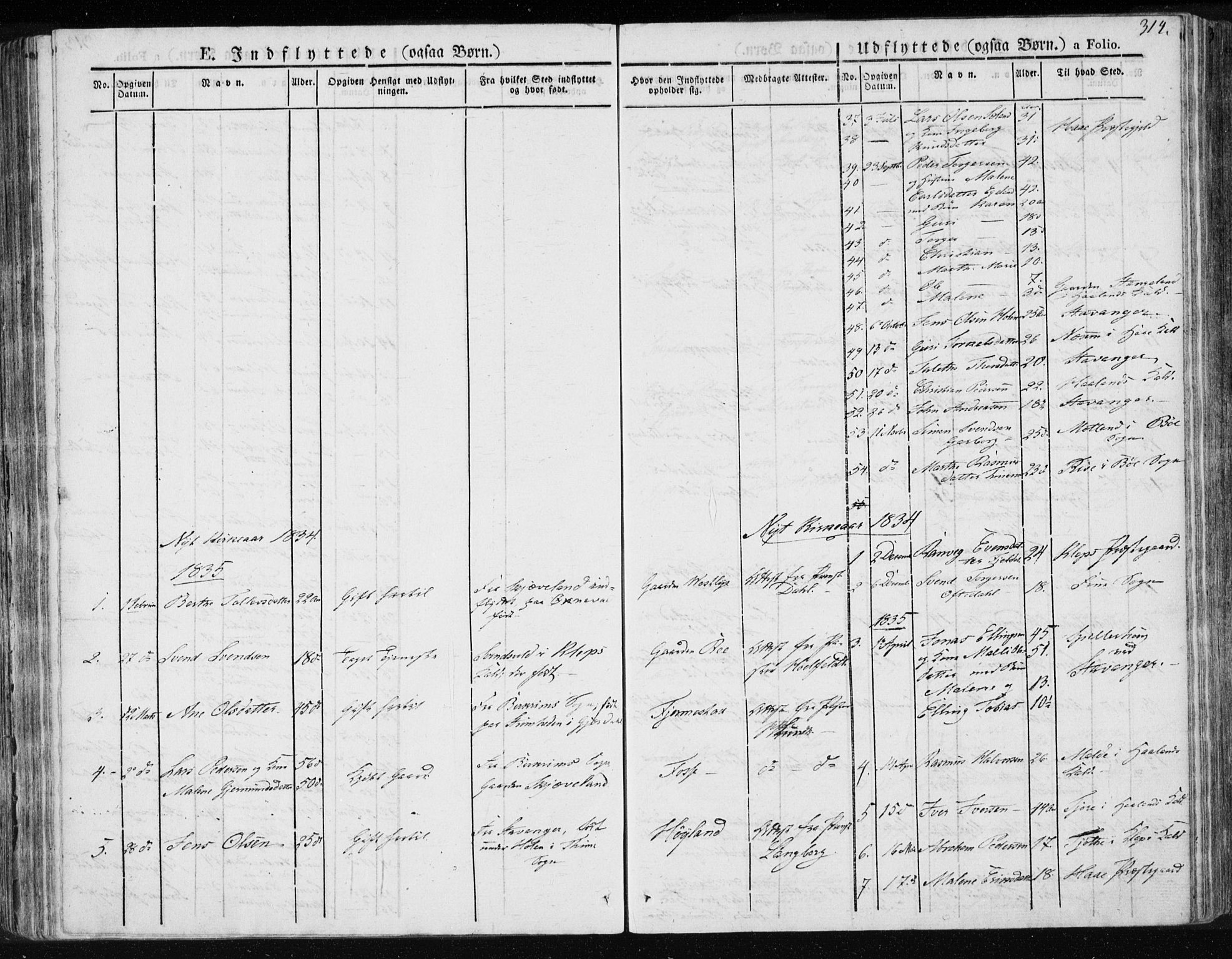 Lye sokneprestkontor, AV/SAST-A-101794/001/30BA/L0004: Parish register (official) no. A 4, 1826-1841, p. 314