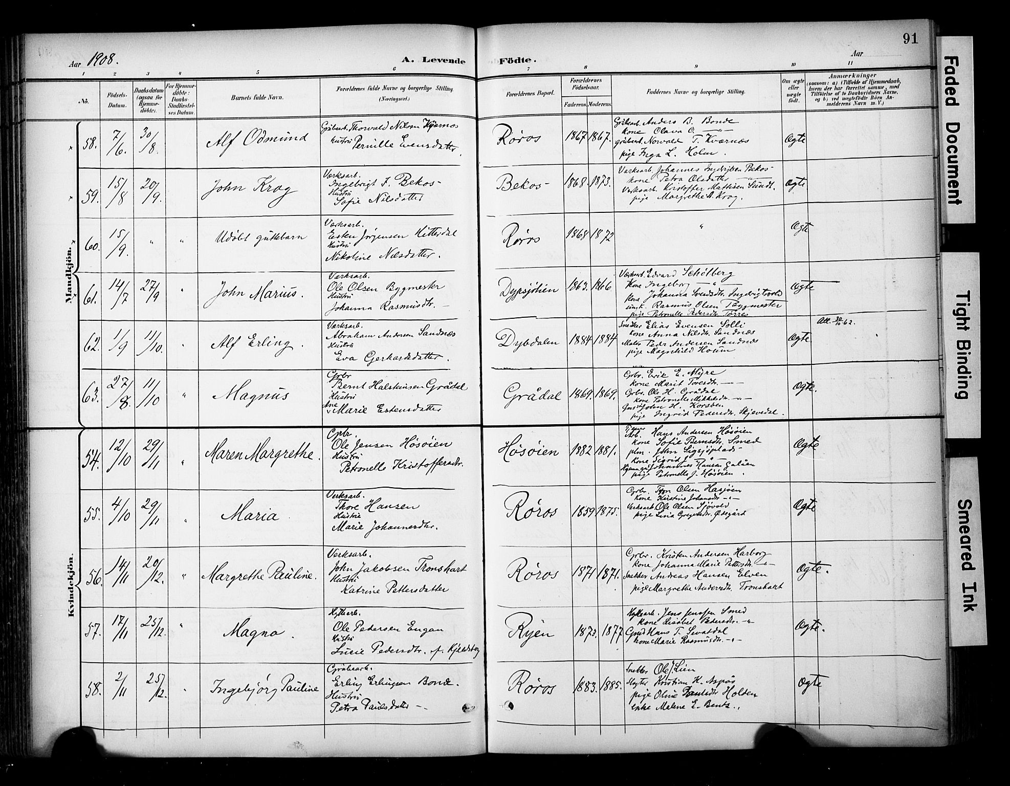 Ministerialprotokoller, klokkerbøker og fødselsregistre - Sør-Trøndelag, AV/SAT-A-1456/681/L0936: Parish register (official) no. 681A14, 1899-1908, p. 91