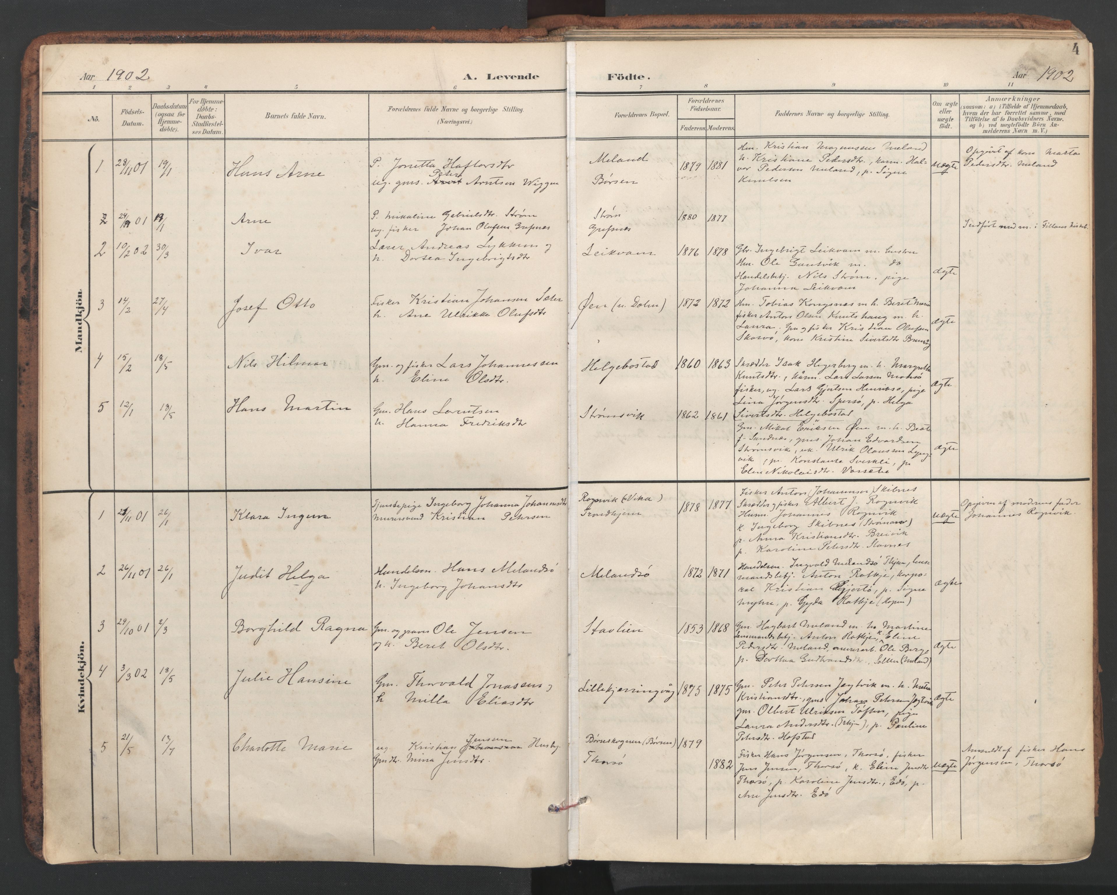 Ministerialprotokoller, klokkerbøker og fødselsregistre - Sør-Trøndelag, SAT/A-1456/634/L0537: Parish register (official) no. 634A13, 1896-1922, p. 4