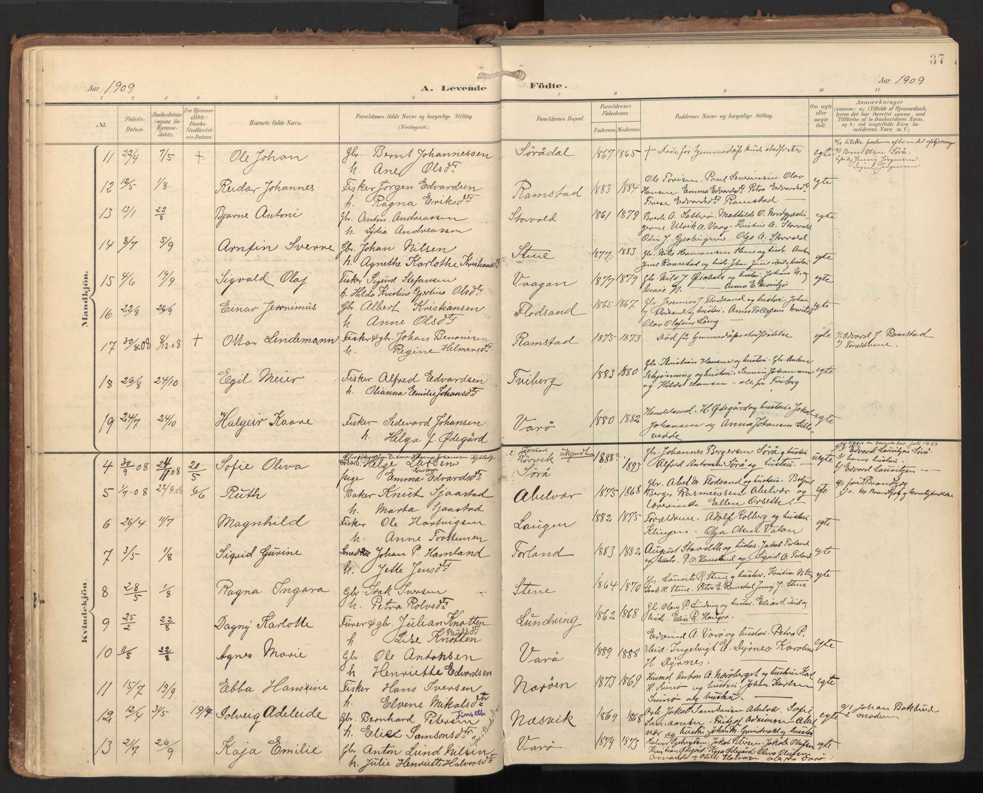 Ministerialprotokoller, klokkerbøker og fødselsregistre - Nord-Trøndelag, SAT/A-1458/784/L0677: Parish register (official) no. 784A12, 1900-1920, p. 37