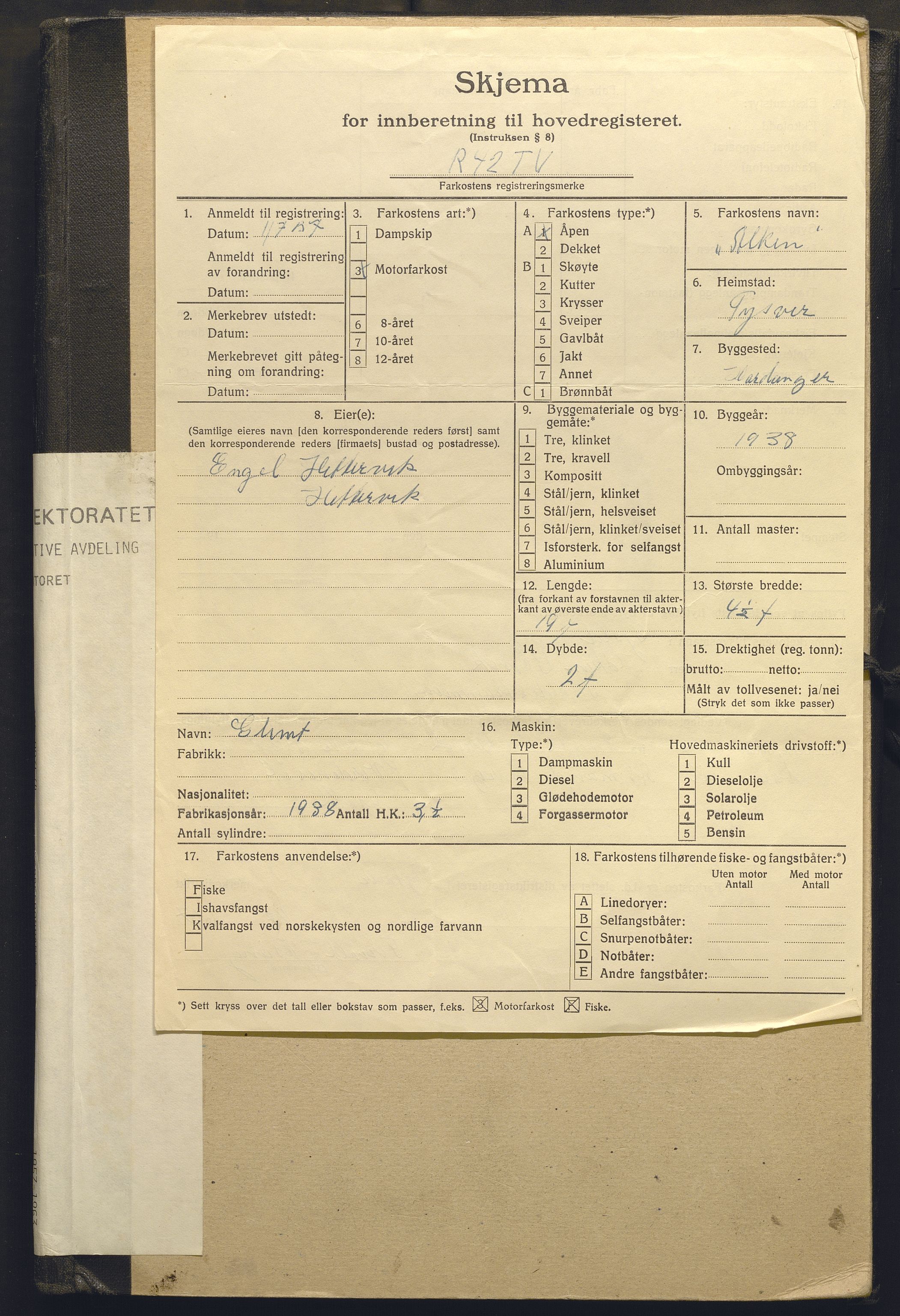 Fiskeridirektoratet - 1 Adm. ledelse - 13 Båtkontoret, AV/SAB-A-2003/I/Ia/Iai/L0094: 135.0935/4 Merkeprotokoll - Skjold, 1948-1963