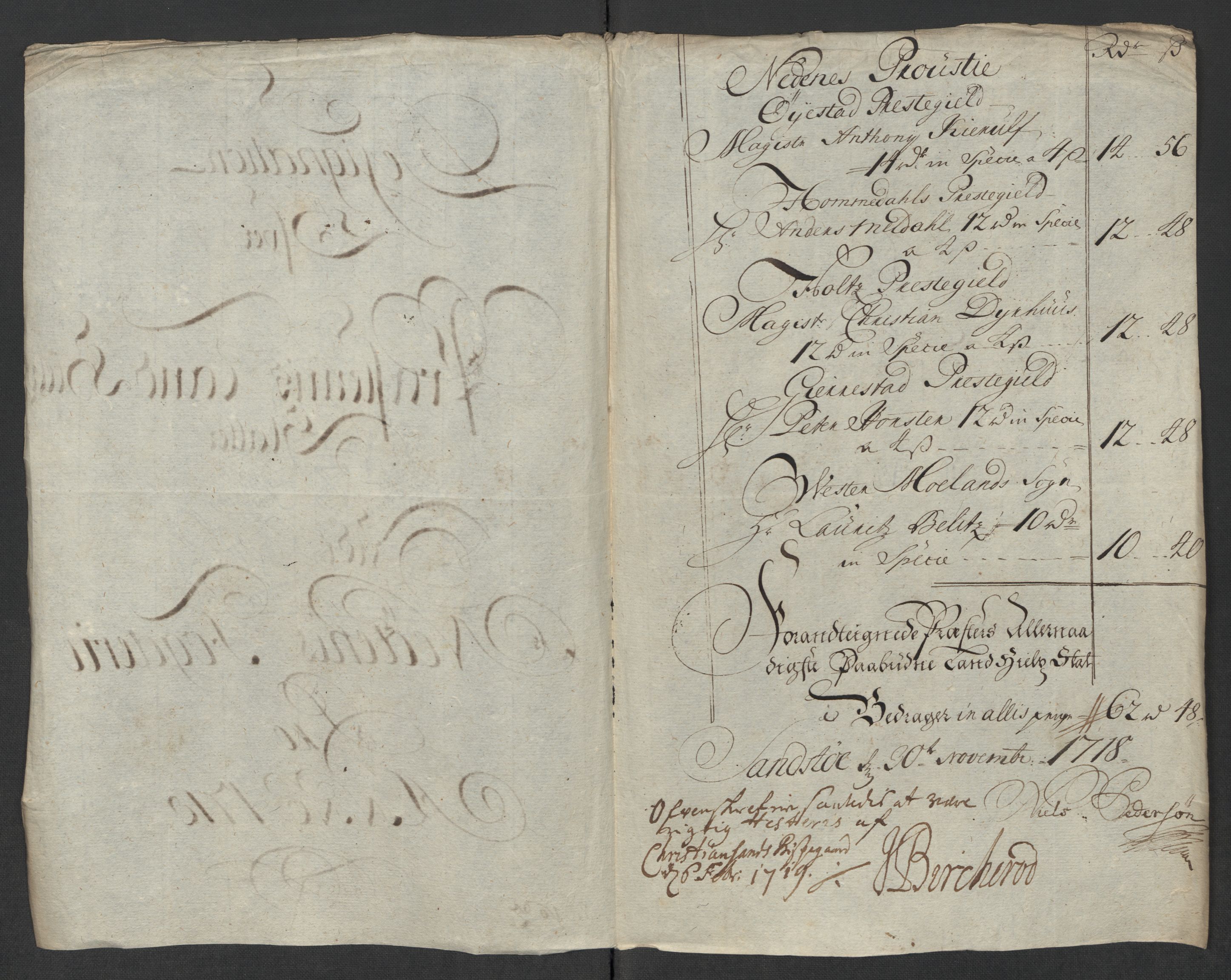 Rentekammeret inntil 1814, Reviderte regnskaper, Fogderegnskap, AV/RA-EA-4092/R39/L2327: Fogderegnskap Nedenes, 1718, p. 133