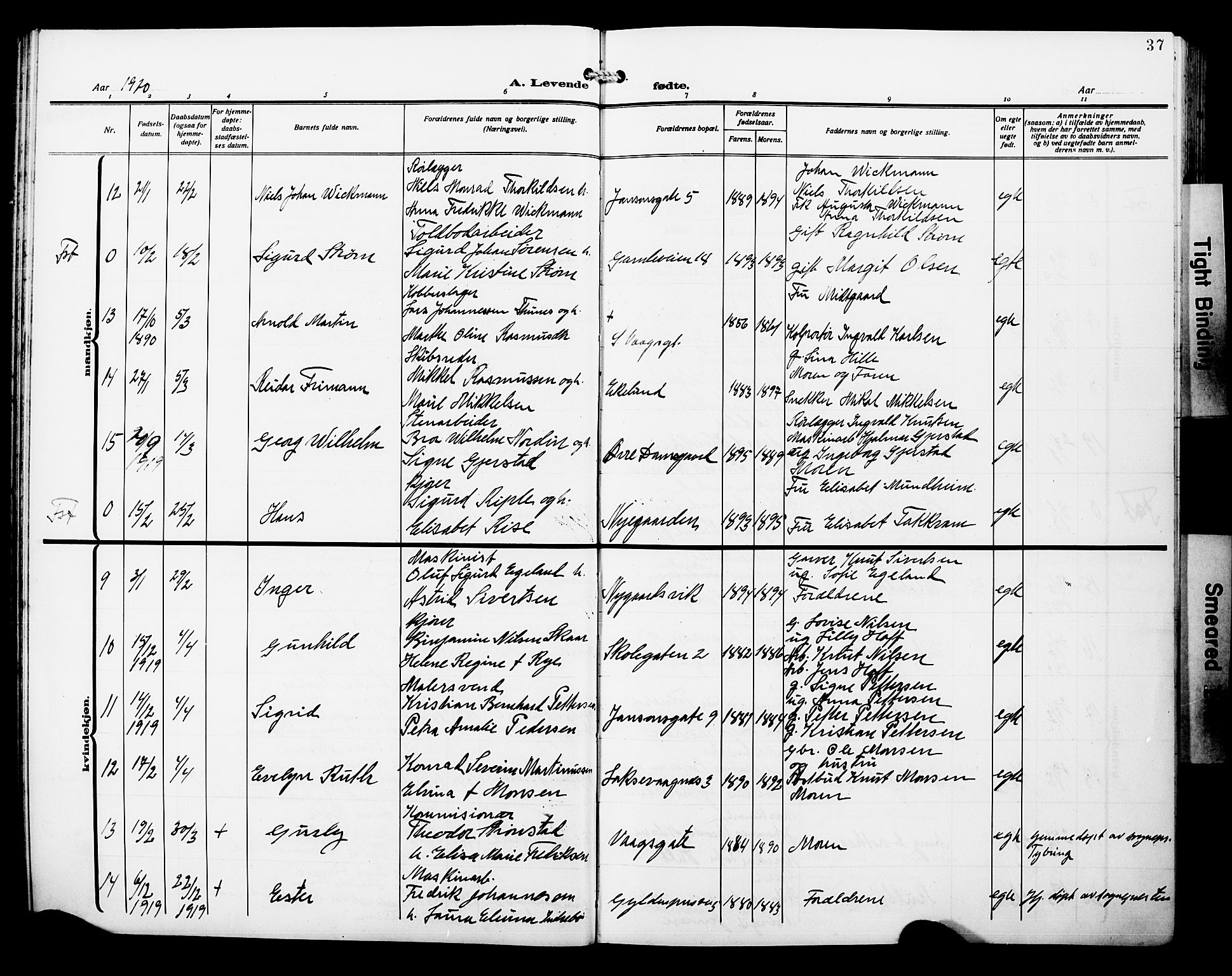 Laksevåg Sokneprestembete, AV/SAB-A-76501/H/Ha/Hab/Haba/L0006: Parish register (copy) no. A 6, 1917-1925, p. 37