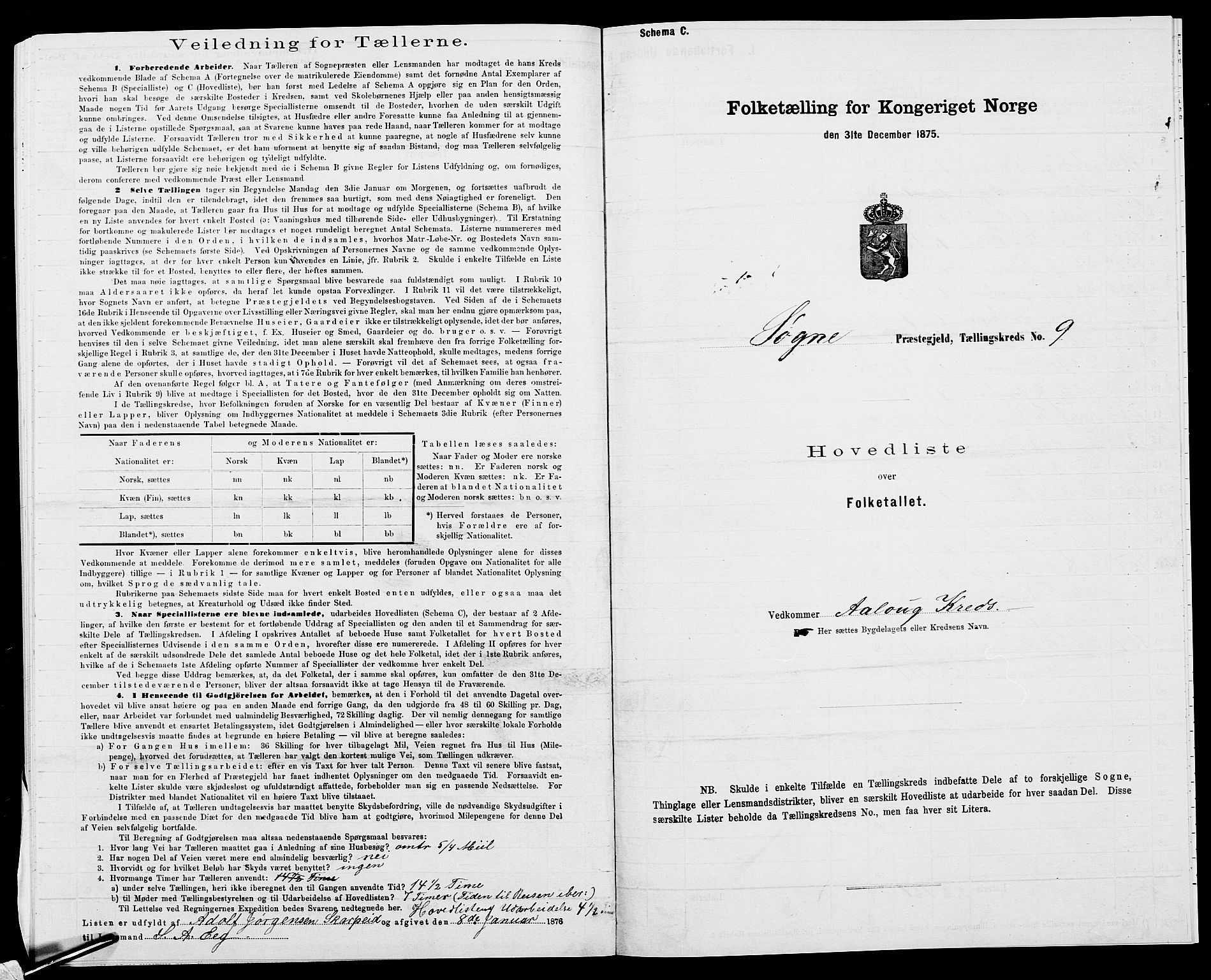 SAK, 1875 census for 1018P Søgne, 1875, p. 50