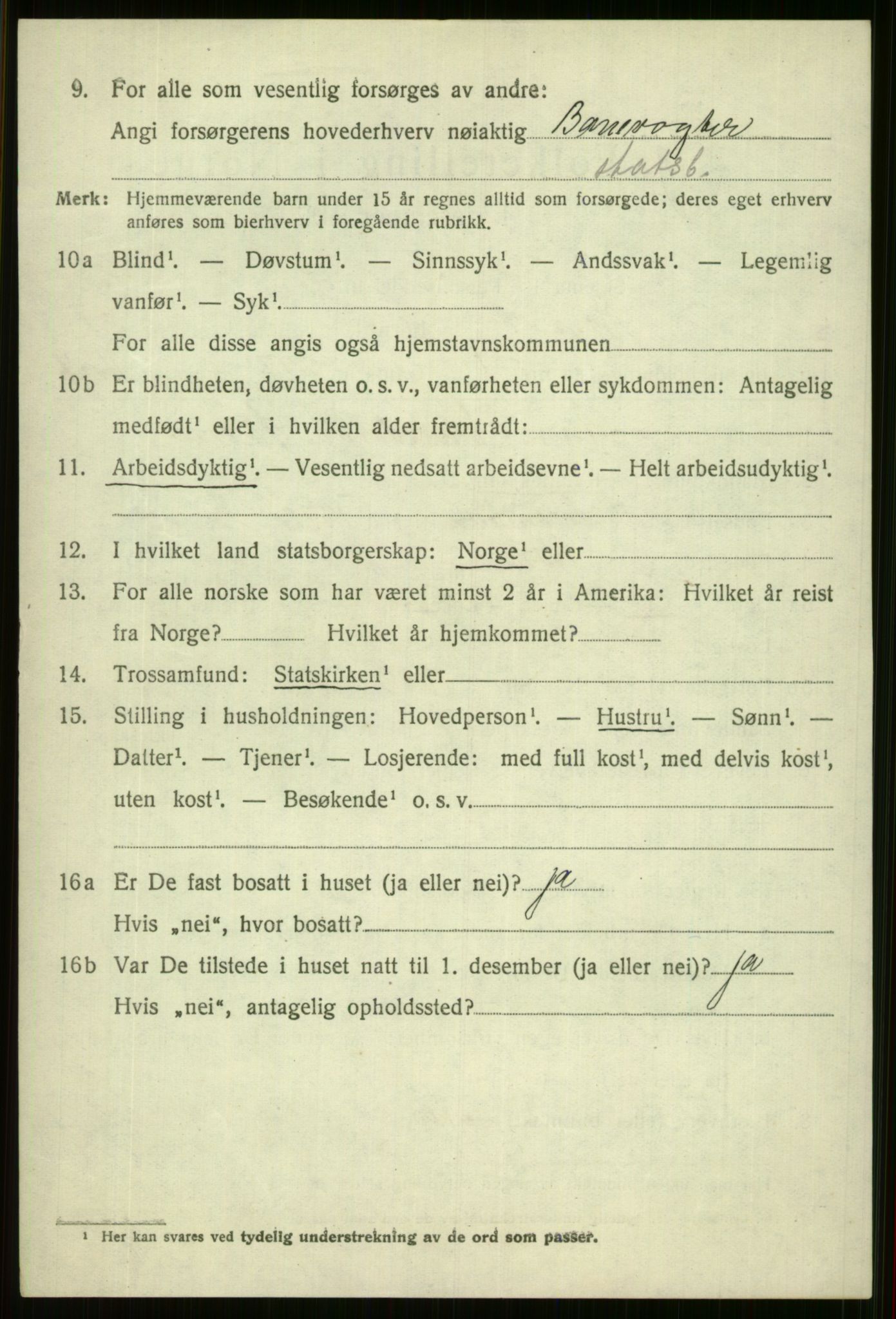 SAB, 1920 census for Voss, 1920, p. 19922