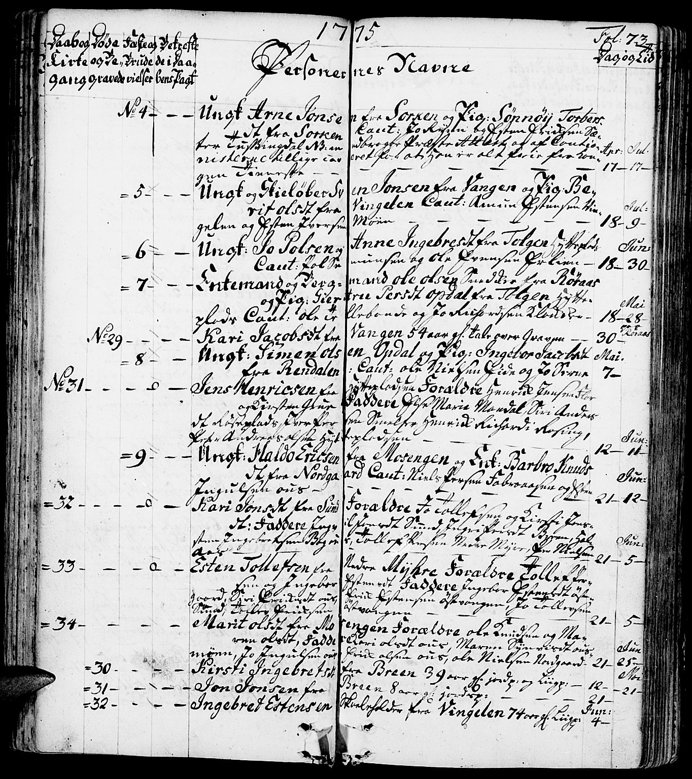 Tolga prestekontor, SAH/PREST-062/K/L0002: Parish register (official) no. 2, 1768-1786, p. 73
