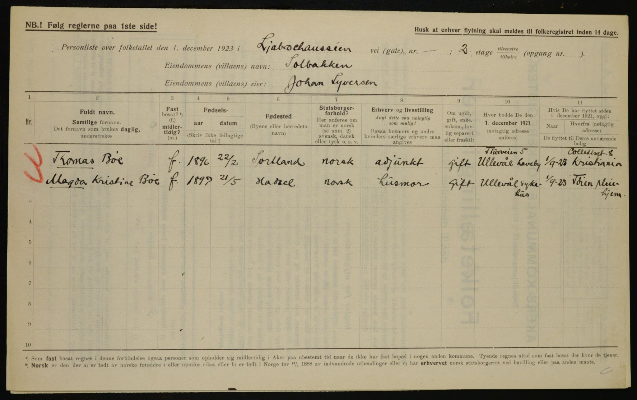 , Municipal Census 1923 for Aker, 1923, p. 41644