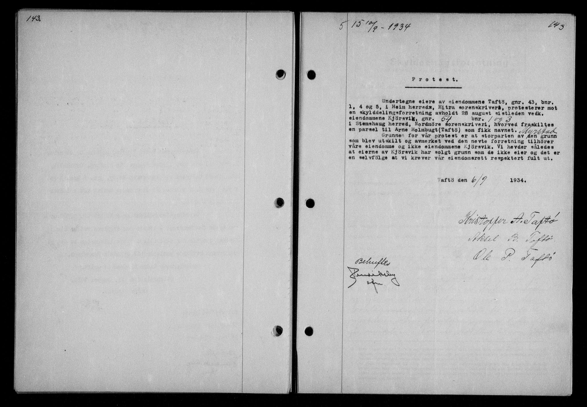 Nordmøre sorenskriveri, AV/SAT-A-4132/1/2/2Ca/L0082: Mortgage book no. 72, 1934-1934, Deed date: 10.09.1934