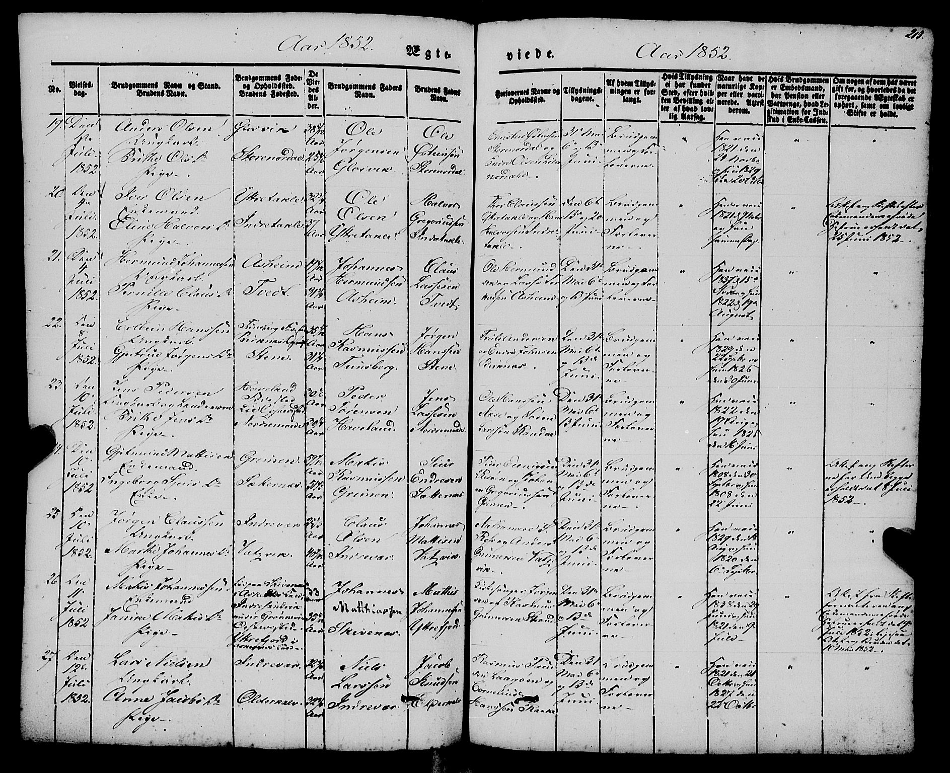 Gulen sokneprestembete, AV/SAB-A-80201/H/Haa/Haaa/L0021: Parish register (official) no. A 21, 1848-1858, p. 213