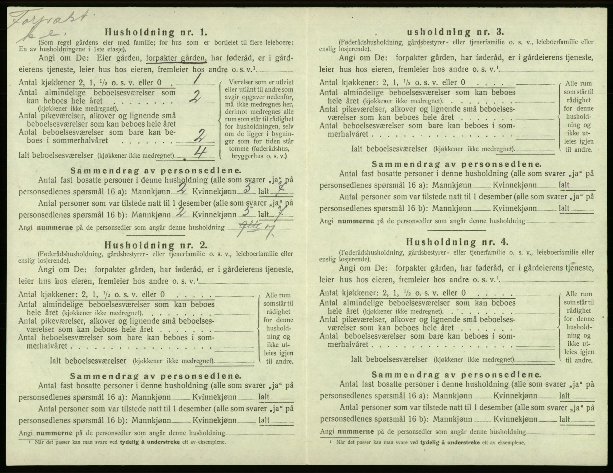 SAB, 1920 census for Tysnes, 1920, p. 1552