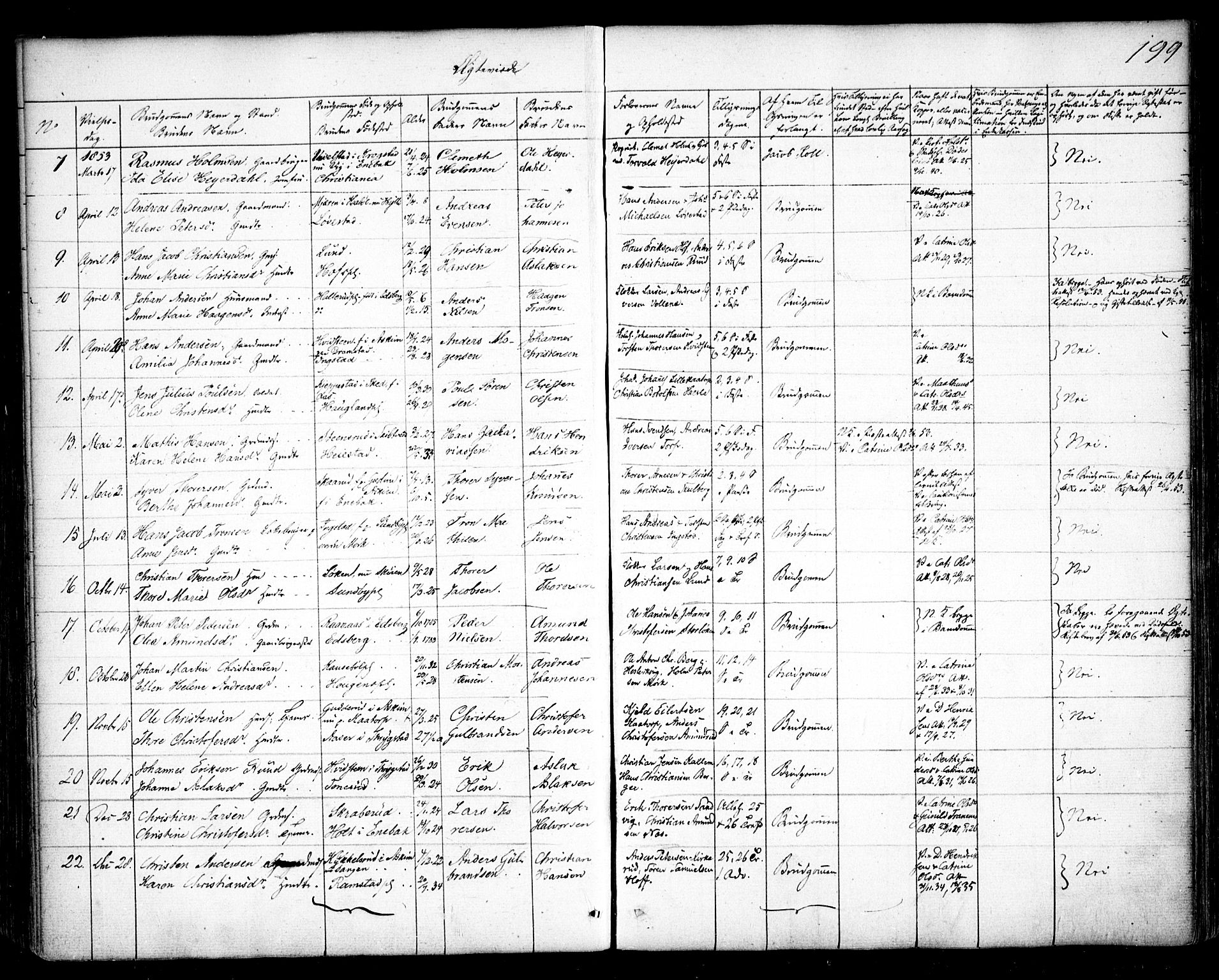 Spydeberg prestekontor Kirkebøker, SAO/A-10924/F/Fa/L0005: Parish register (official) no. I 5, 1842-1862, p. 199