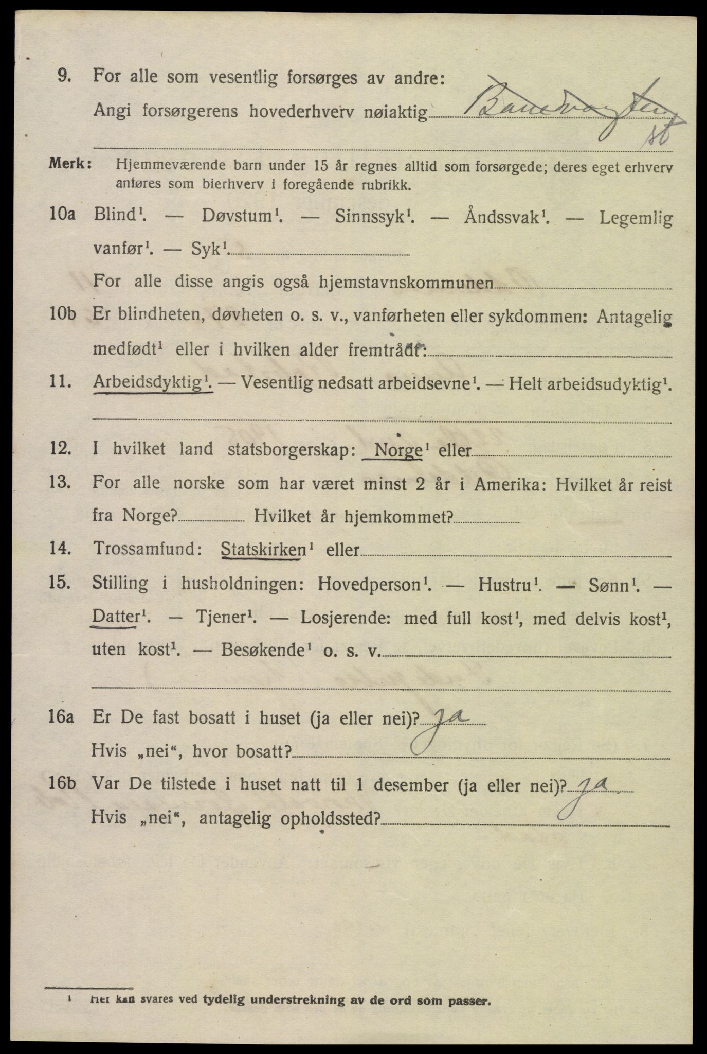 SAK, 1920 census for Oddernes, 1920, p. 7438