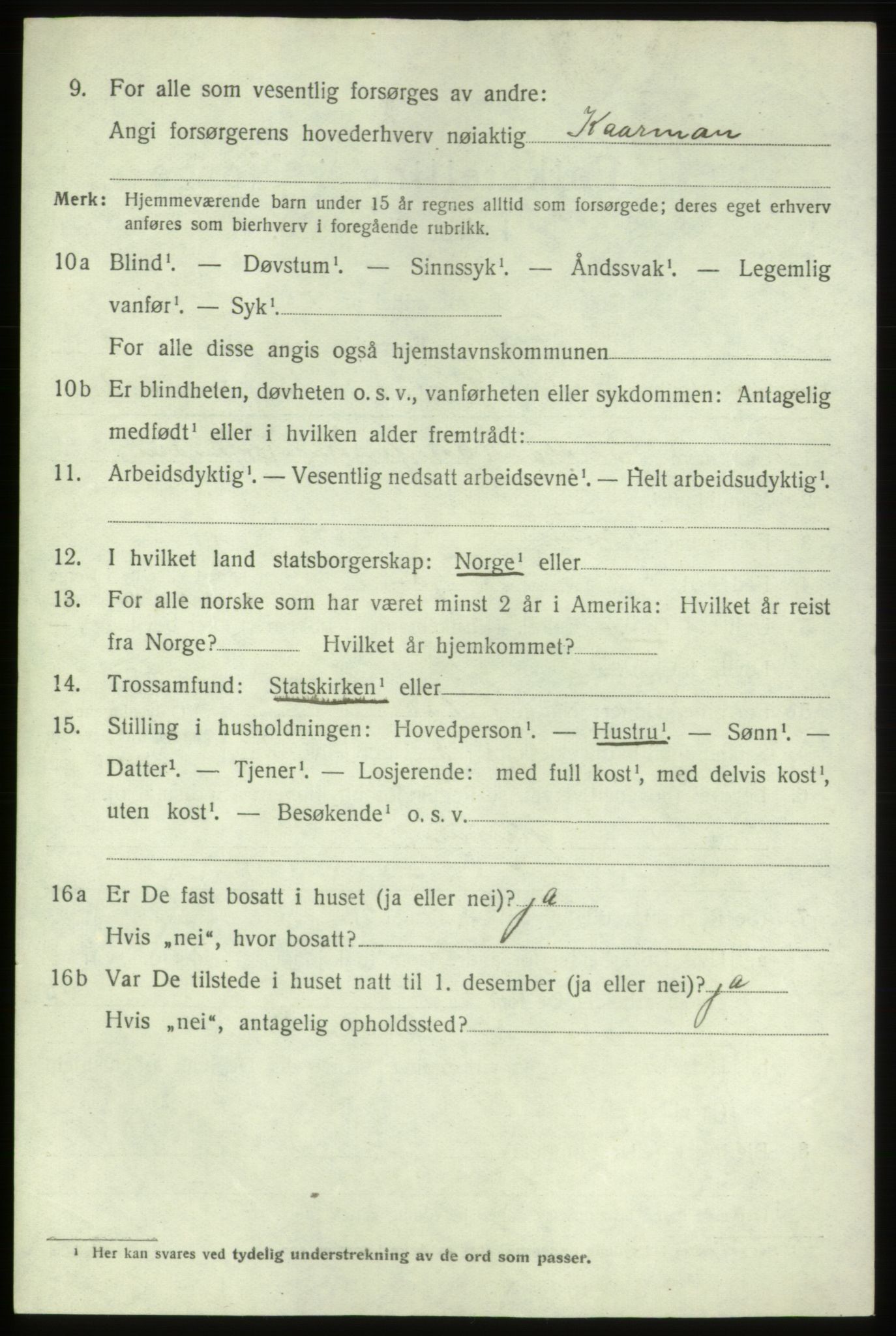 SAB, 1920 census for Fitjar, 1920, p. 2189