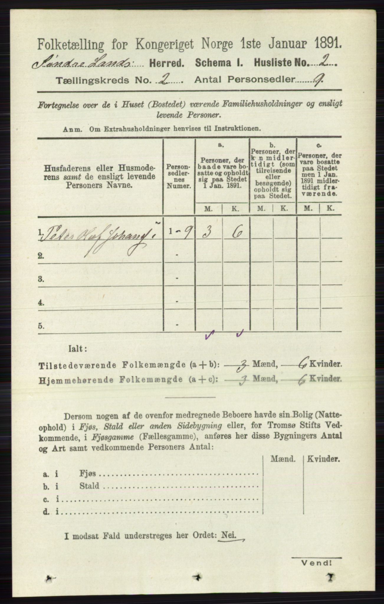 RA, 1891 census for 0536 Søndre Land, 1891, p. 834