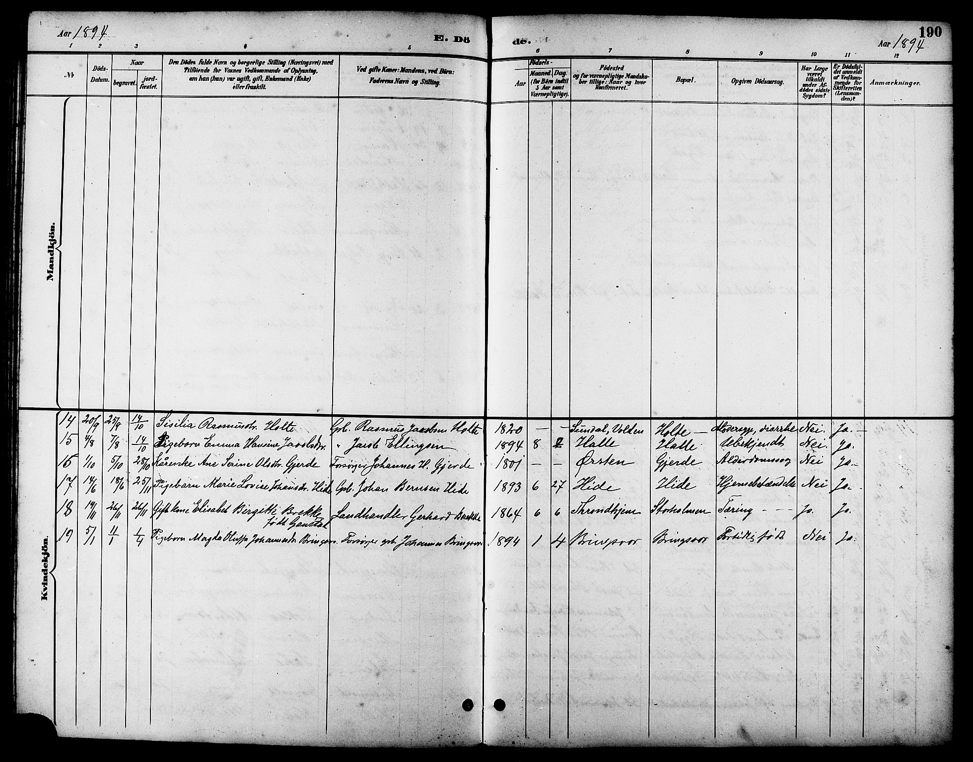 Ministerialprotokoller, klokkerbøker og fødselsregistre - Møre og Romsdal, AV/SAT-A-1454/503/L0049: Parish register (copy) no. 503C04, 1894-1915, p. 190