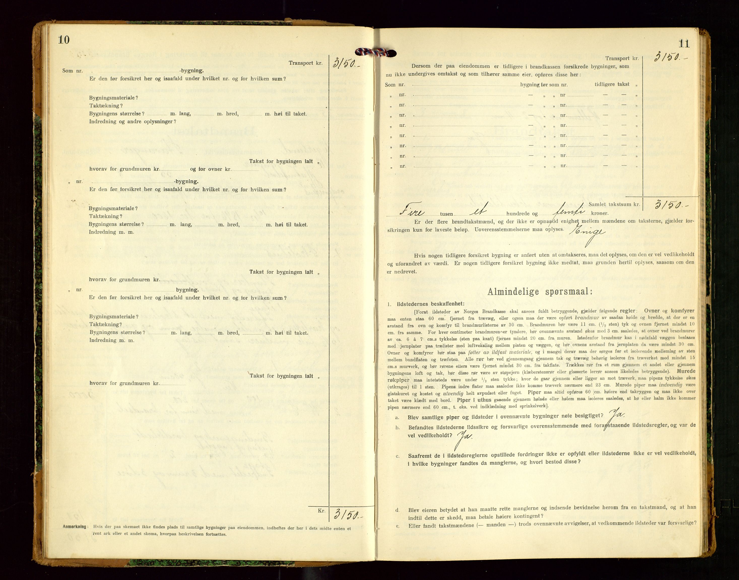 Eigersund lensmannskontor, SAST/A-100171/Gob/L0003: "Brandtakstprotokol", 1917-1920, p. 10-11