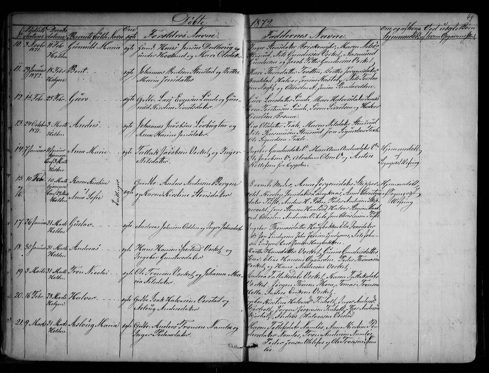 Holla kirkebøker, SAKO/A-272/G/Ga/L0004: Parish register (copy) no. I 4, 1867-1890, p. 49