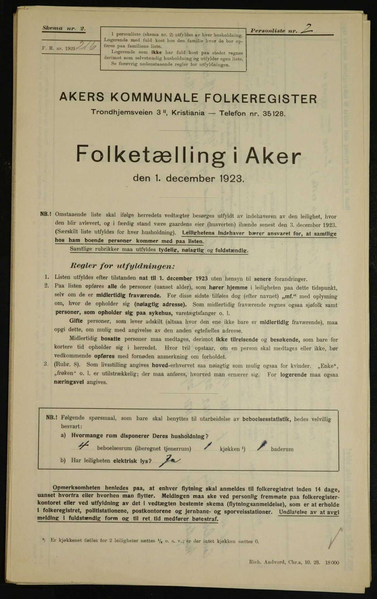 , Municipal Census 1923 for Aker, 1923, p. 8704