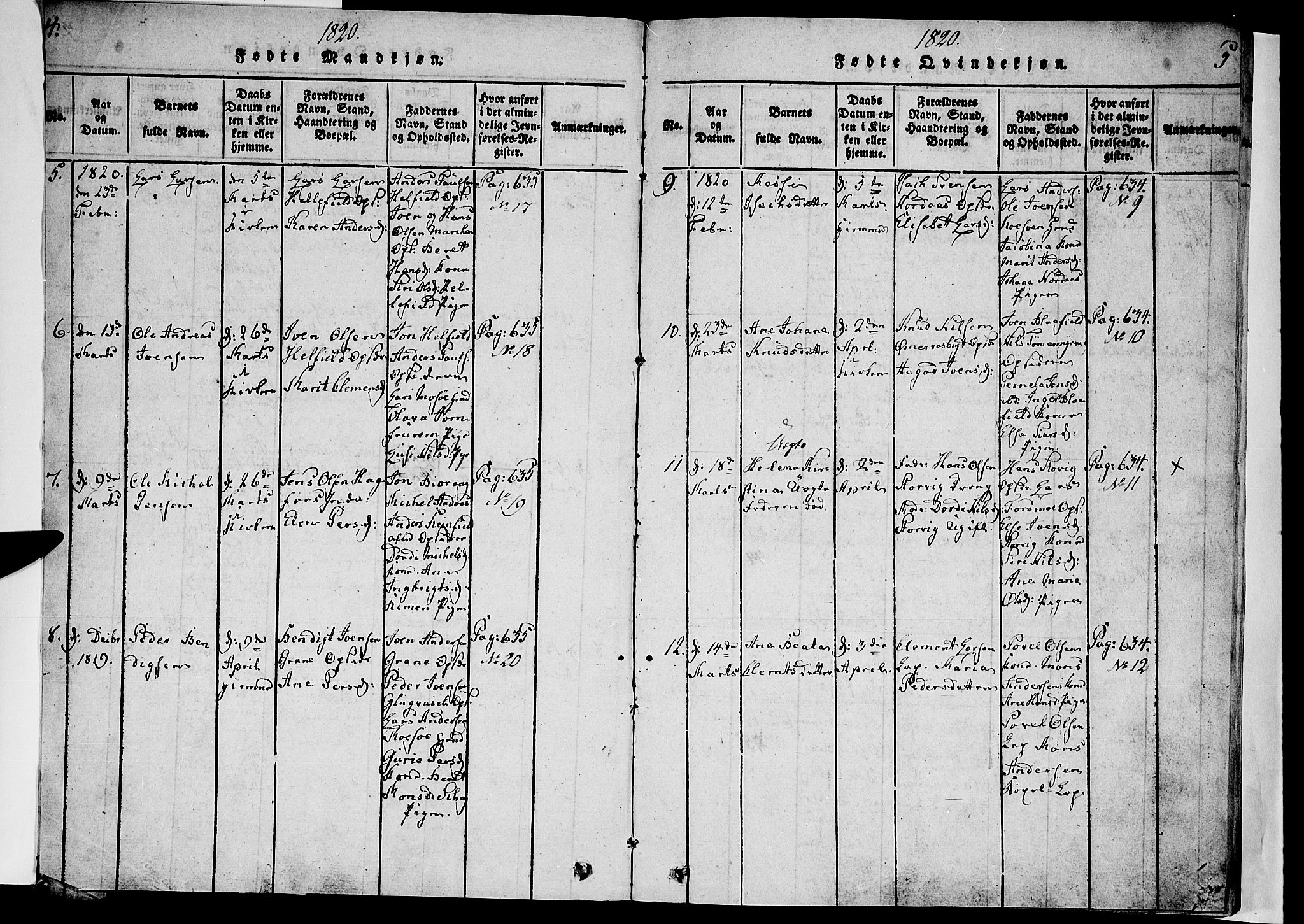 Ministerialprotokoller, klokkerbøker og fødselsregistre - Nordland, AV/SAT-A-1459/820/L0288: Parish register (official) no. 820A09, 1820-1825, p. 4-5