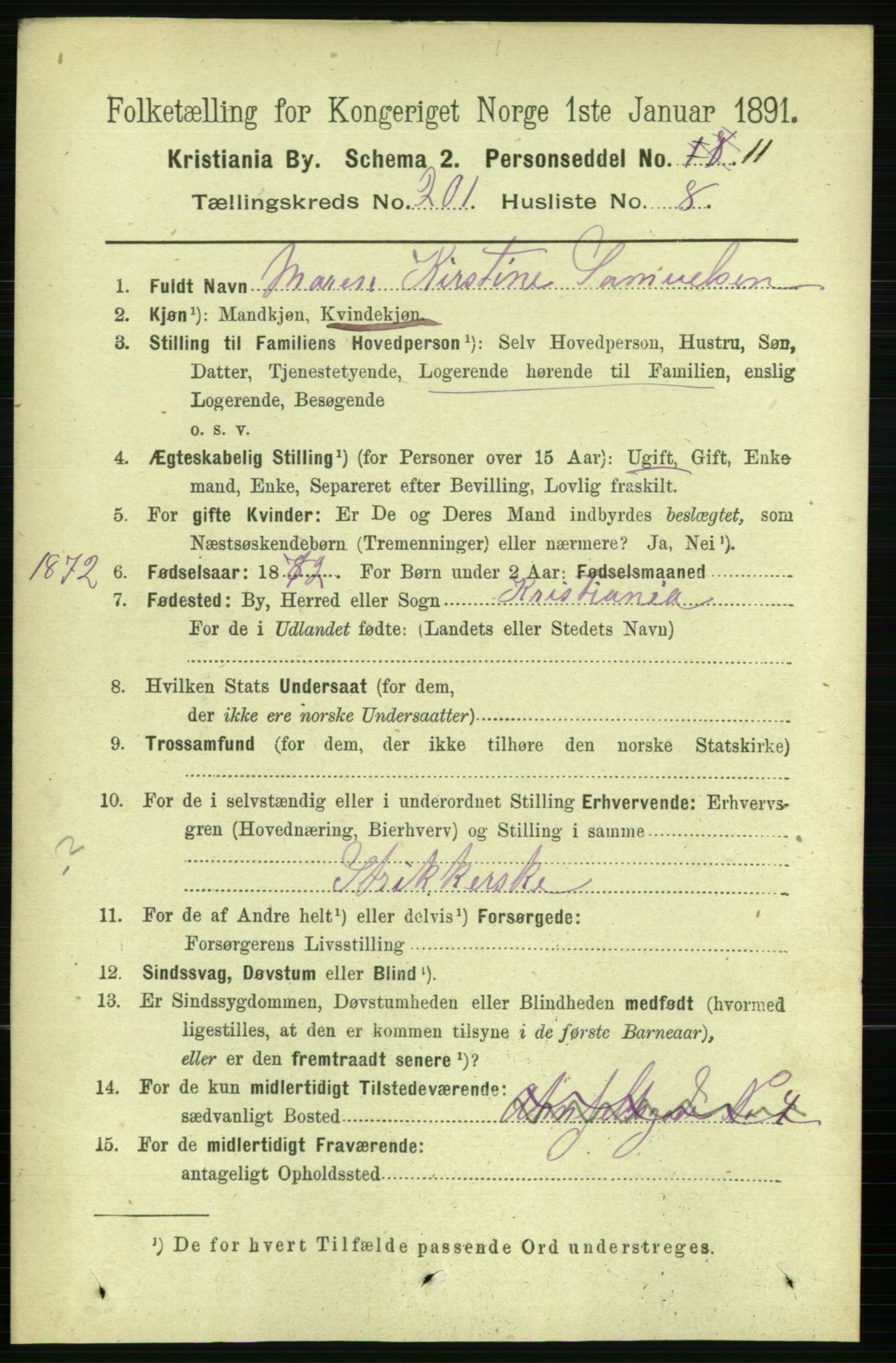 RA, 1891 census for 0301 Kristiania, 1891, p. 121034