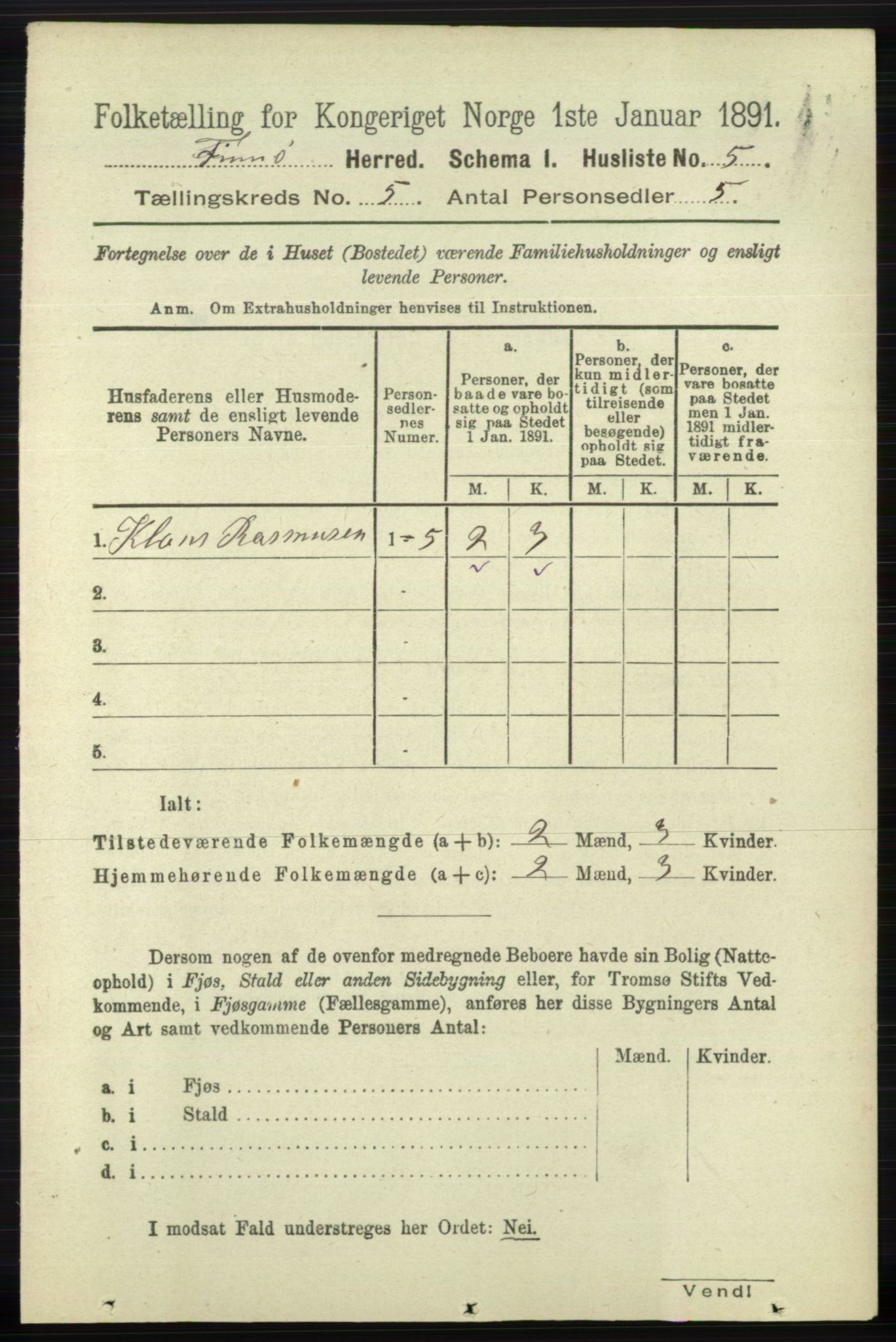 RA, 1891 census for 1141 Finnøy, 1891, p. 1089