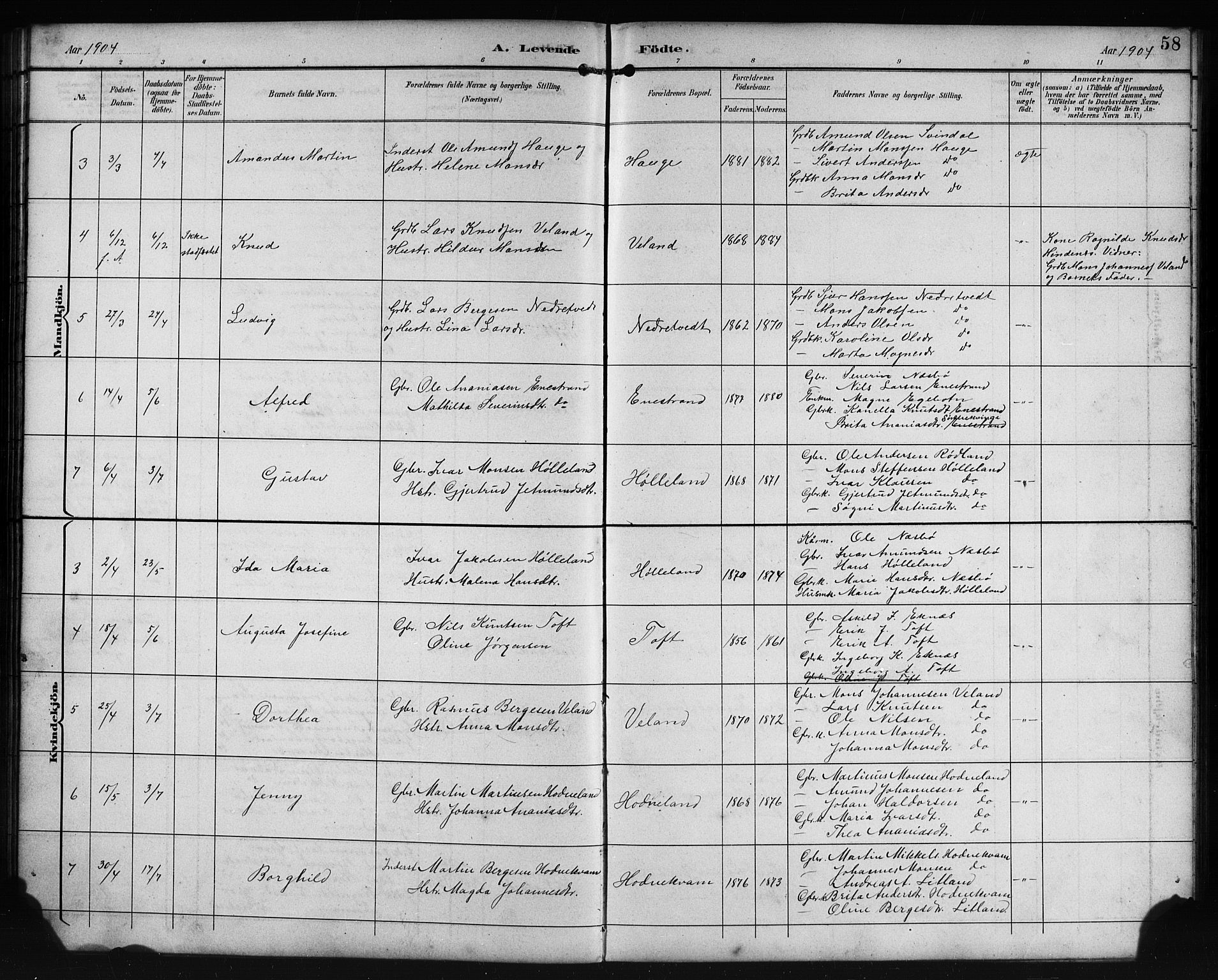 Lindås Sokneprestembete, SAB/A-76701/H/Hab: Parish register (copy) no. E 3, 1892-1905, p. 58