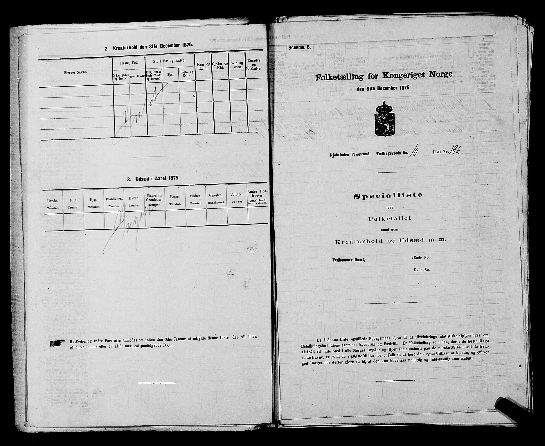 SAKO, 1875 census for 0805P Porsgrunn, 1875, p. 457