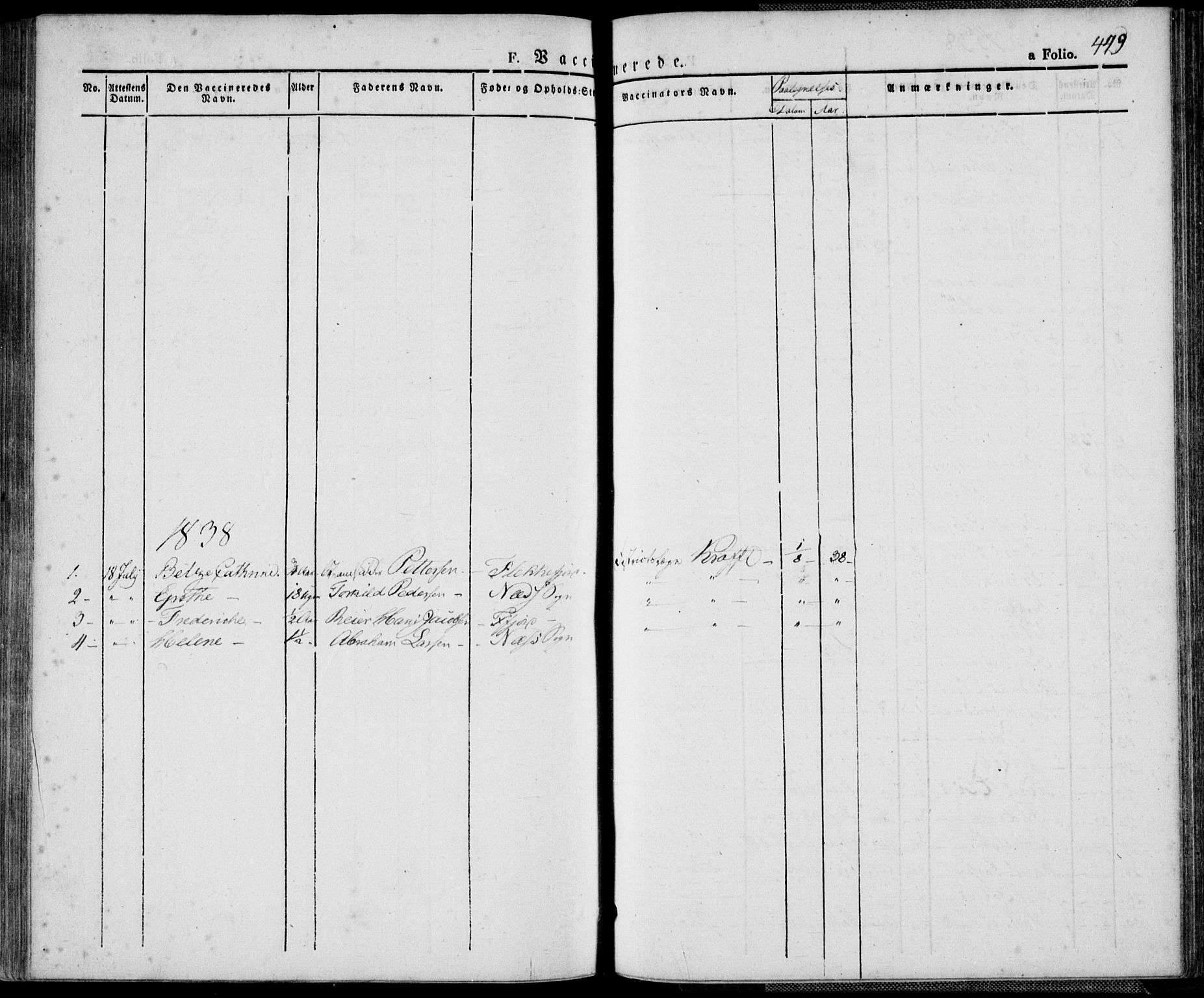 Flekkefjord sokneprestkontor, SAK/1111-0012/F/Fa/Fac/L0003: Parish register (official) no. A 3, 1826-1841, p. 449