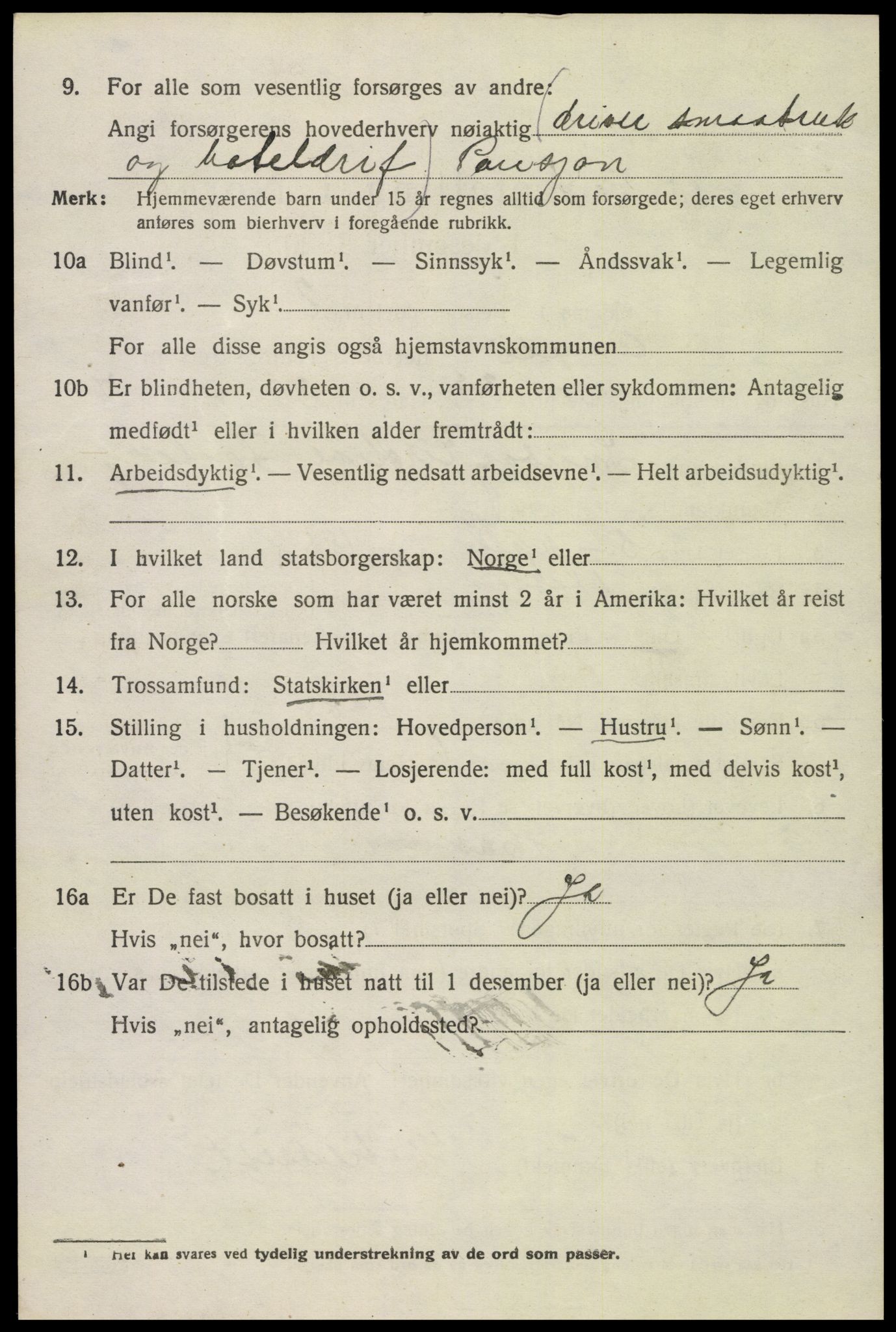 SAK, 1920 census for Åmli, 1920, p. 1586