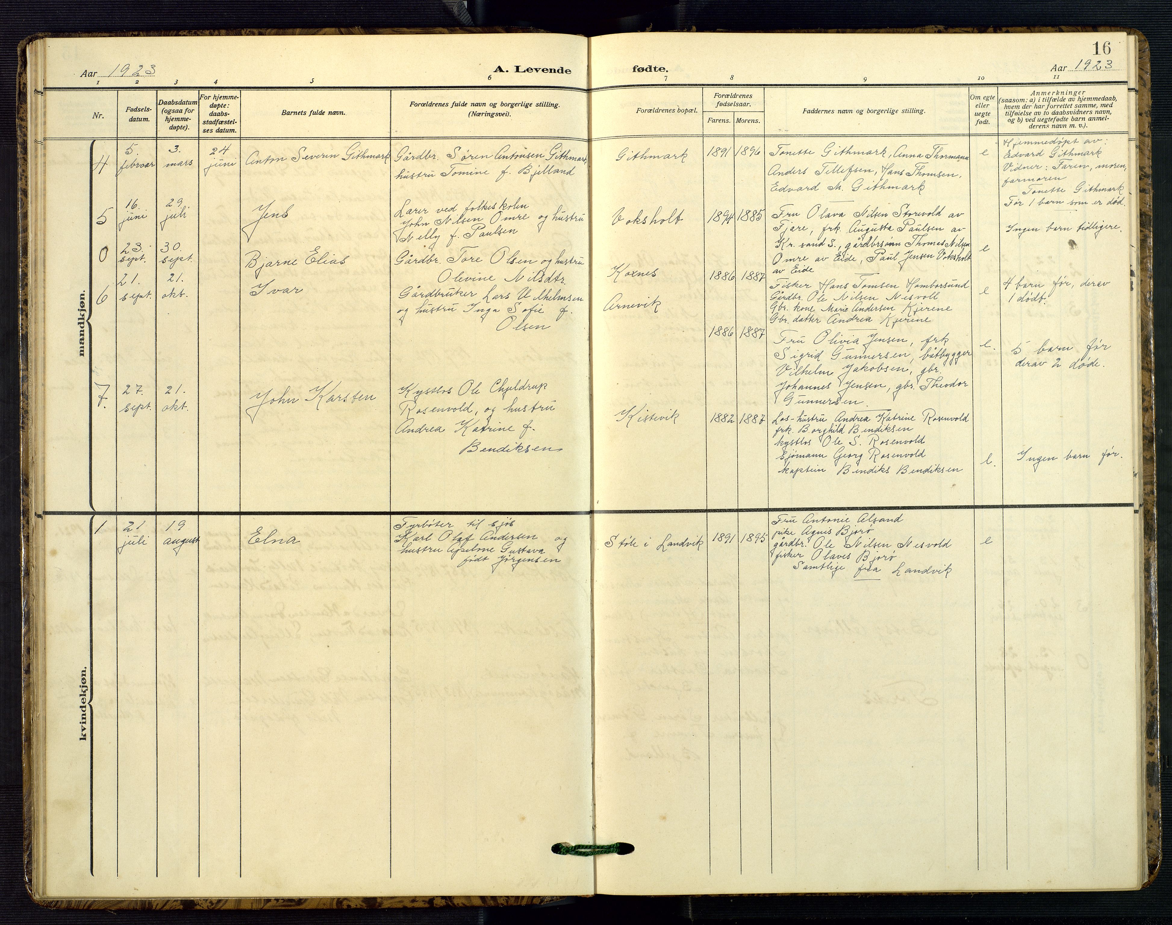 Hommedal sokneprestkontor, SAK/1111-0023/F/Fb/Fba/L0005: Parish register (copy) no. B 5, 1909-1957, p. 16
