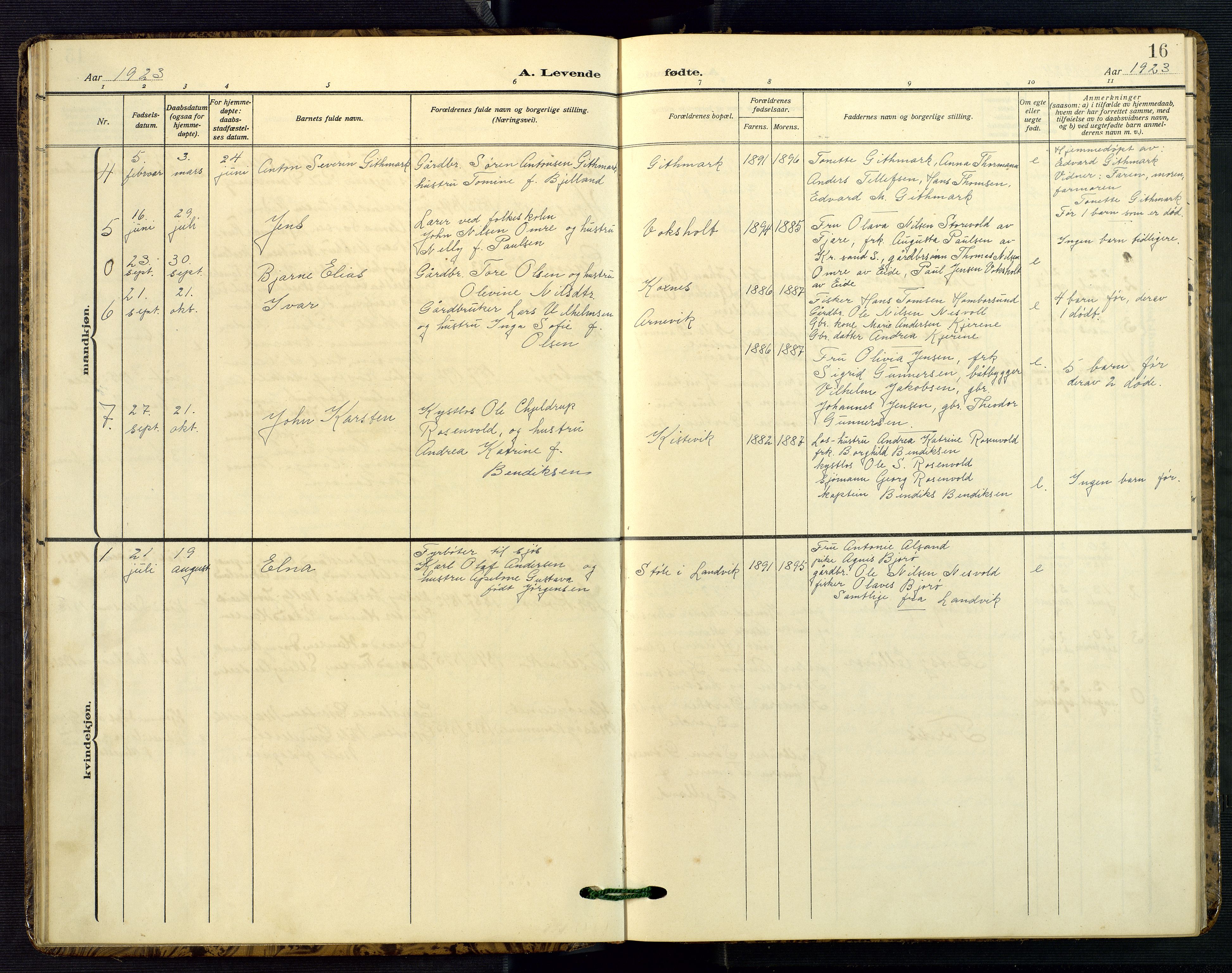 Hommedal sokneprestkontor, AV/SAK-1111-0023/F/Fb/Fba/L0005: Parish register (copy) no. B 5, 1909-1957, p. 16