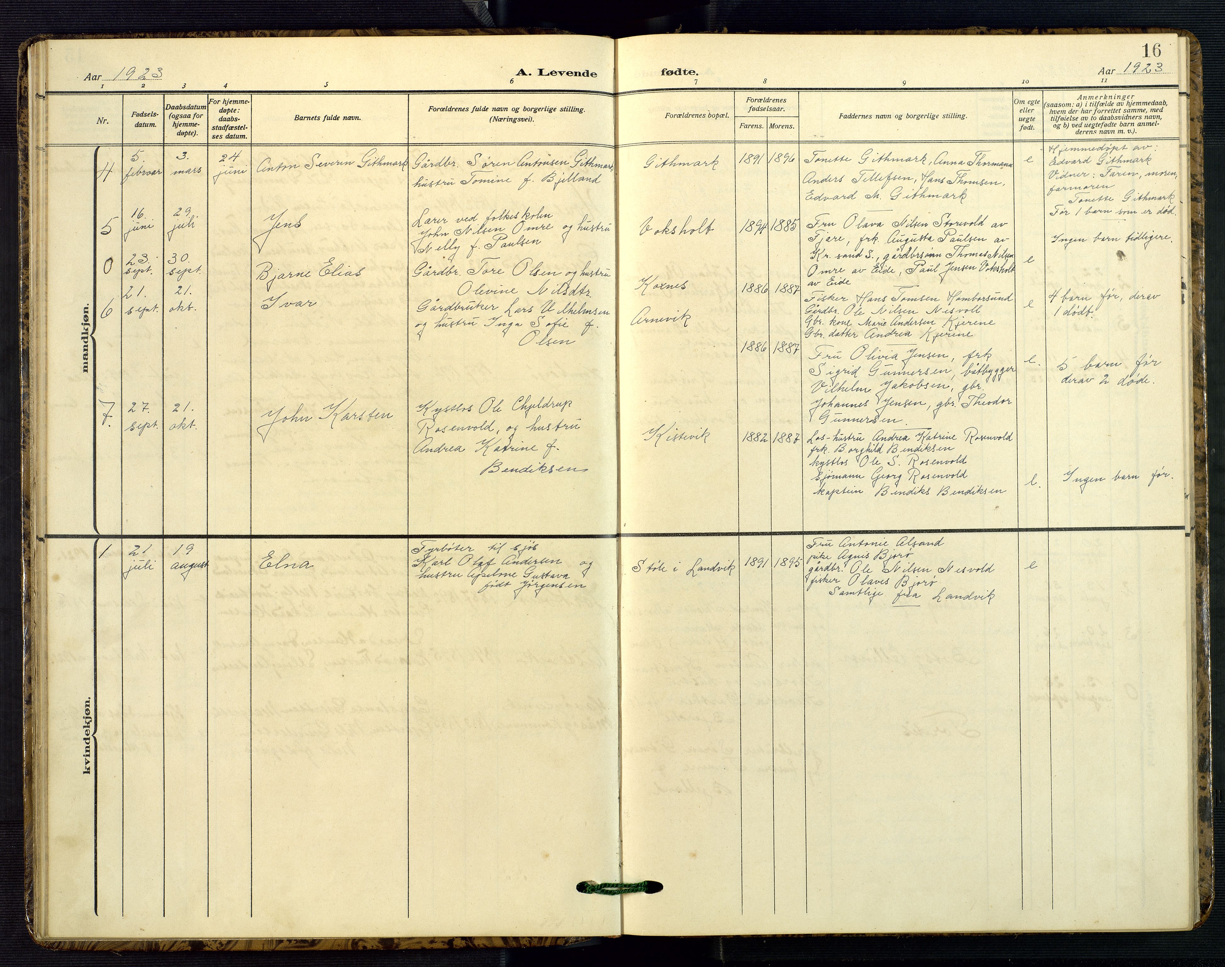 Hommedal sokneprestkontor, AV/SAK-1111-0023/F/Fb/Fba/L0005: Parish register (copy) no. B 5, 1909-1957, p. 16