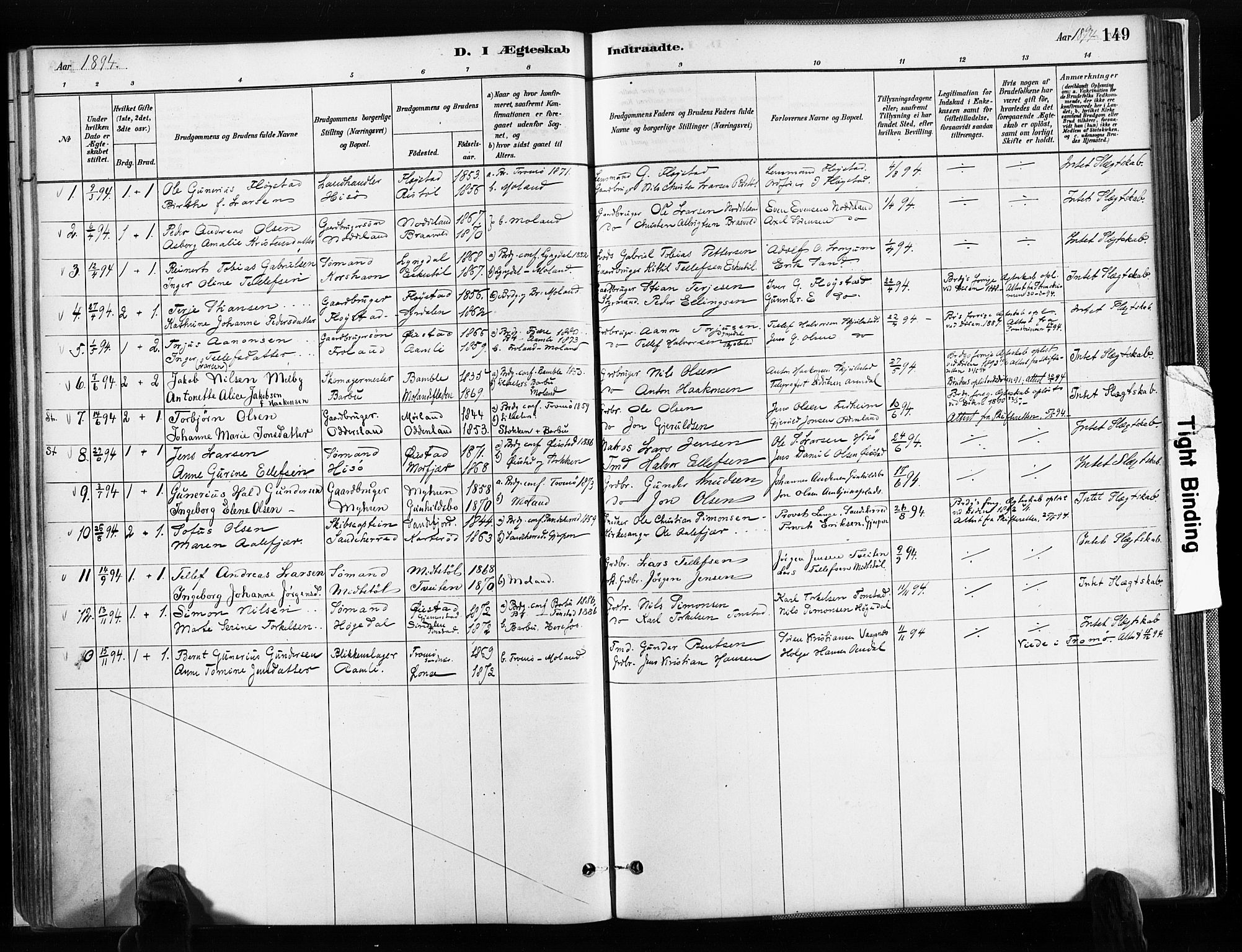 Austre Moland sokneprestkontor, AV/SAK-1111-0001/F/Fa/Faa/L0010: Parish register (official) no. A 10, 1880-1904, p. 149