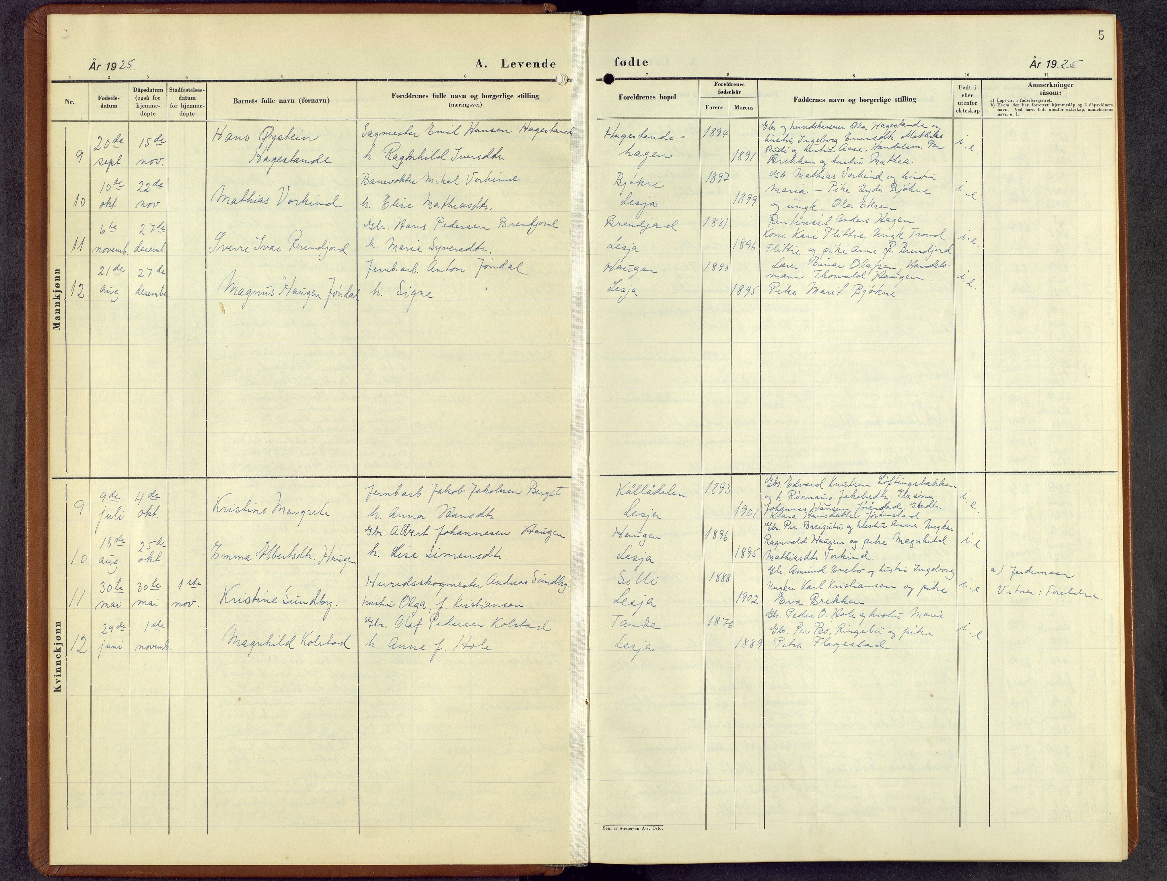 Lesja prestekontor, SAH/PREST-068/H/Ha/Hab/L0010: Parish register (copy) no. 10, 1925-1960, p. 5