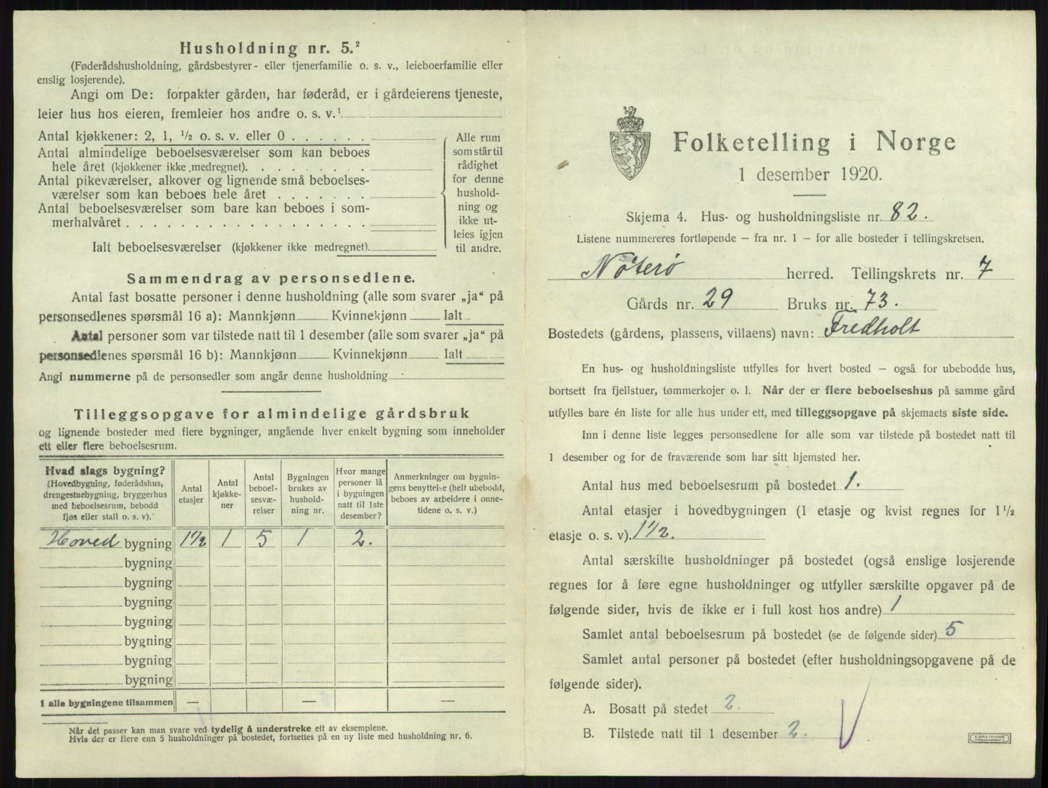 SAKO, 1920 census for Nøtterøy, 1920, p. 1484