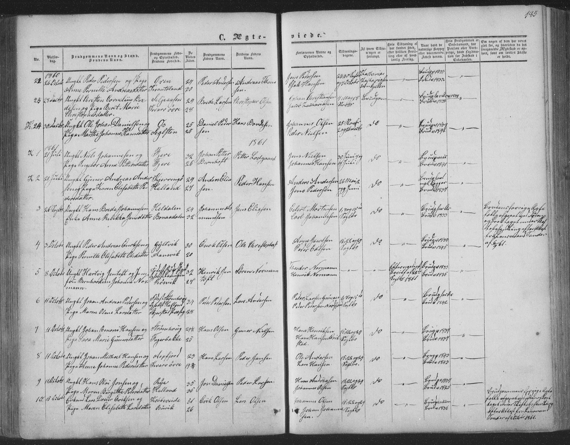 Ministerialprotokoller, klokkerbøker og fødselsregistre - Nordland, AV/SAT-A-1459/853/L0770: Parish register (official) no. 853A09, 1857-1870, p. 185